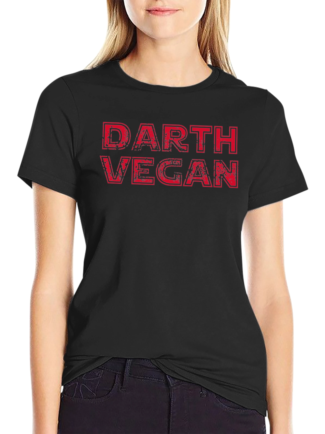 Black Darth Vegan T-Shirt - Funny Star Wars Parody Tee view 2