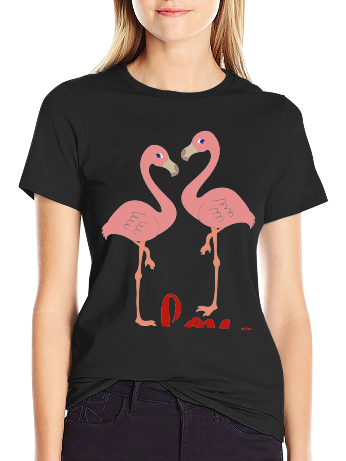 Black Flamingo Love T-Shirt view 2