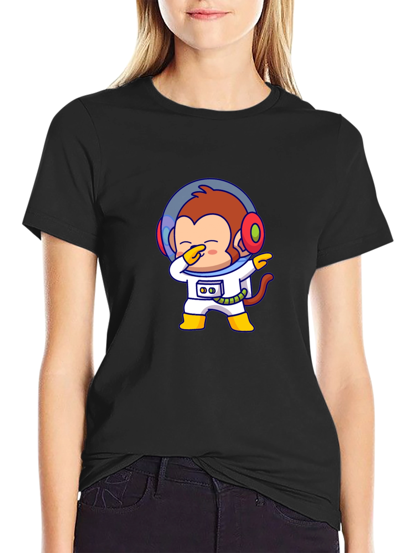Black Monkey Astronaut T-Shirt - Dabbin' in Space! view 2
