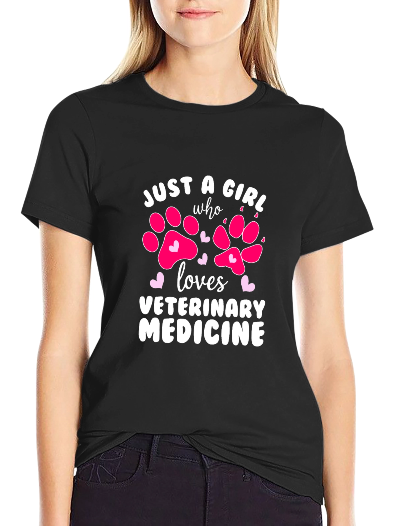 Black Just A Girl Who Loves Veterinary Medicine T-Shirt view 2