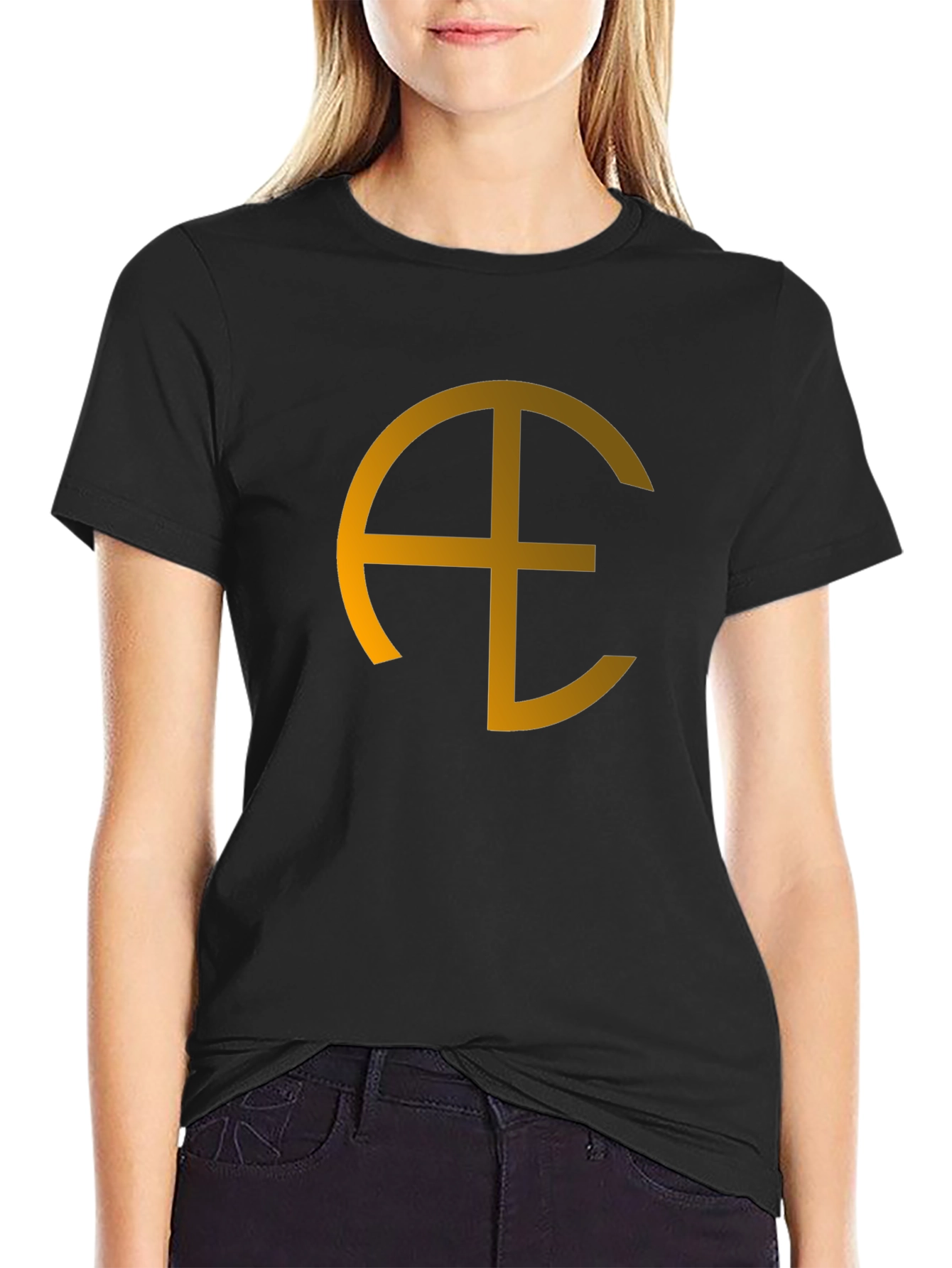 Black Geometric Symbol Graphic Black Tee view 2