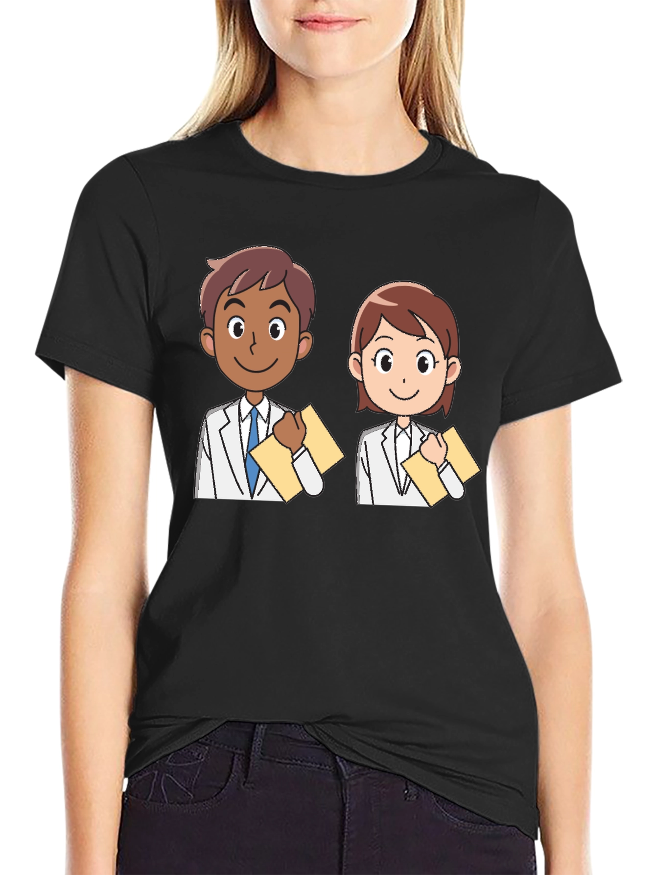 Black Cartoon Doctor T-Shirt view 2