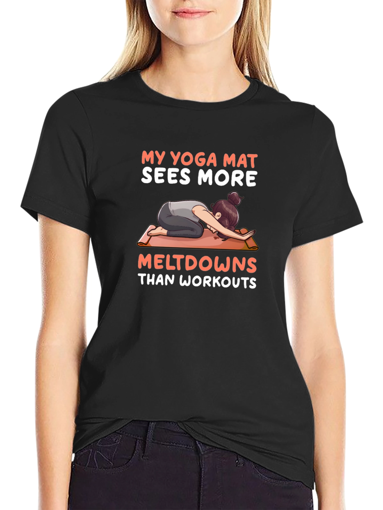 Black Yoga Mat Meltdown T-Shirt view 2