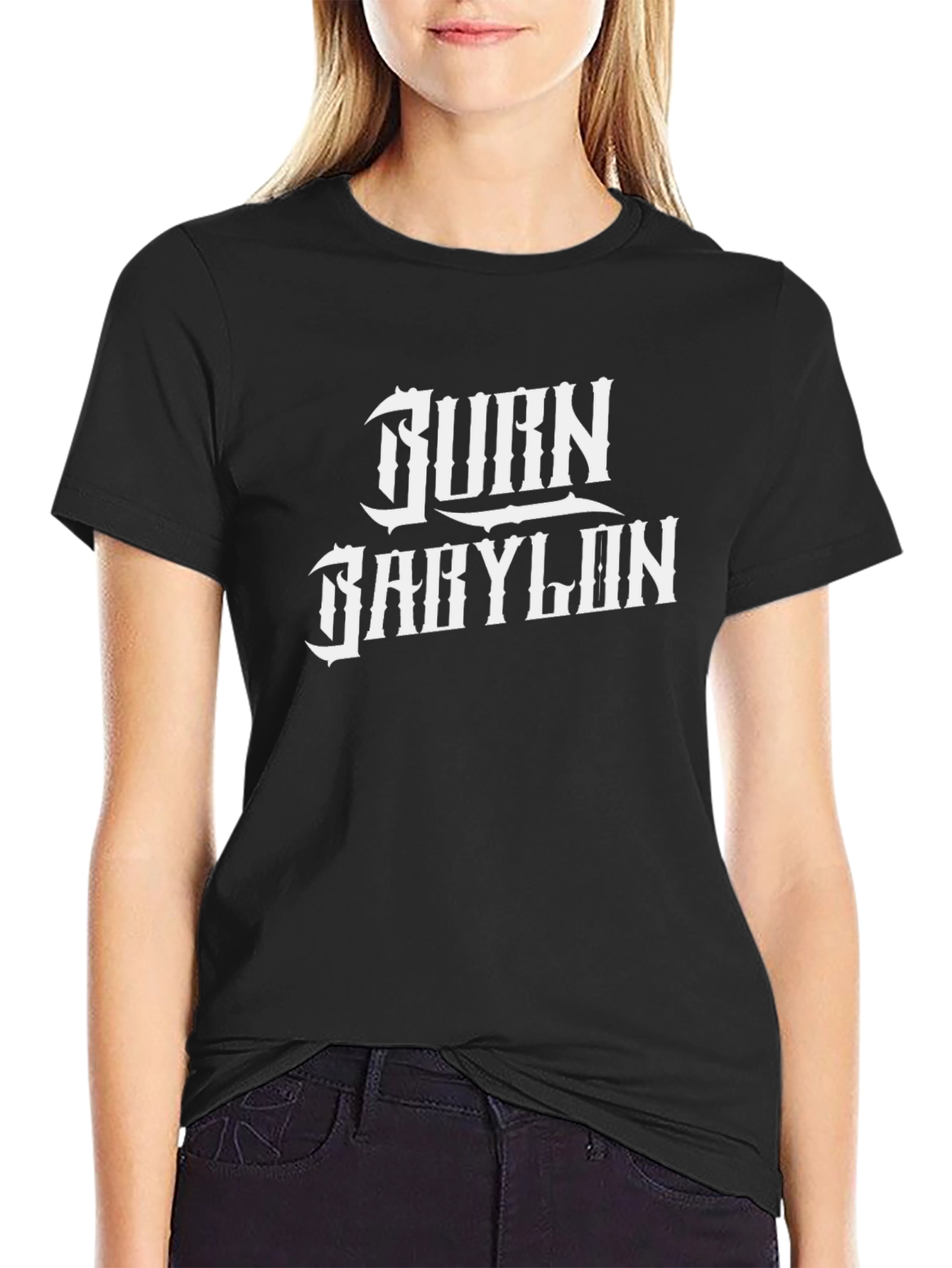 Black Burn Babylon Graphic Tee - Black Cotton T-Shirt view 2