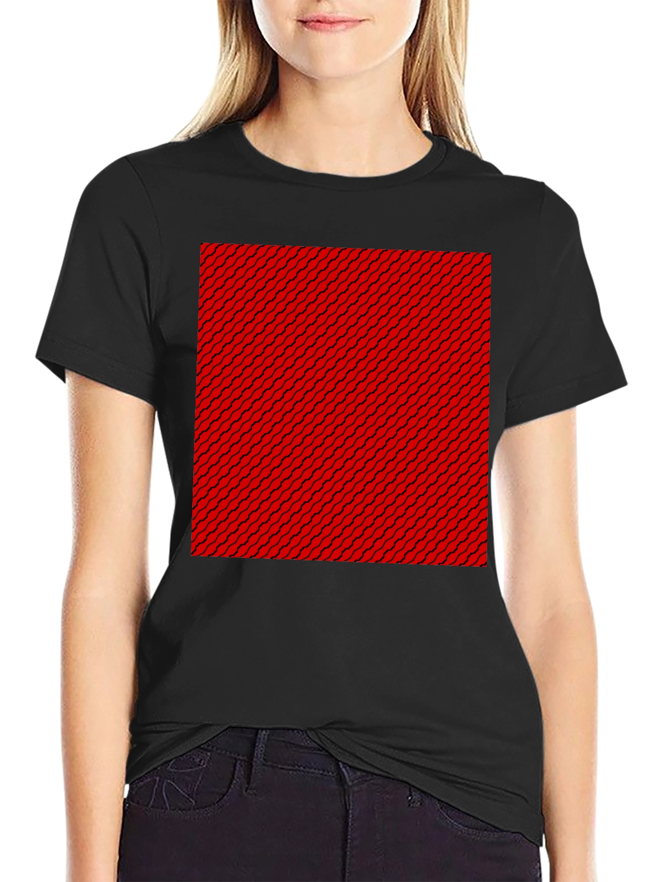 Black Patterned Graphic Tee - Black view 2