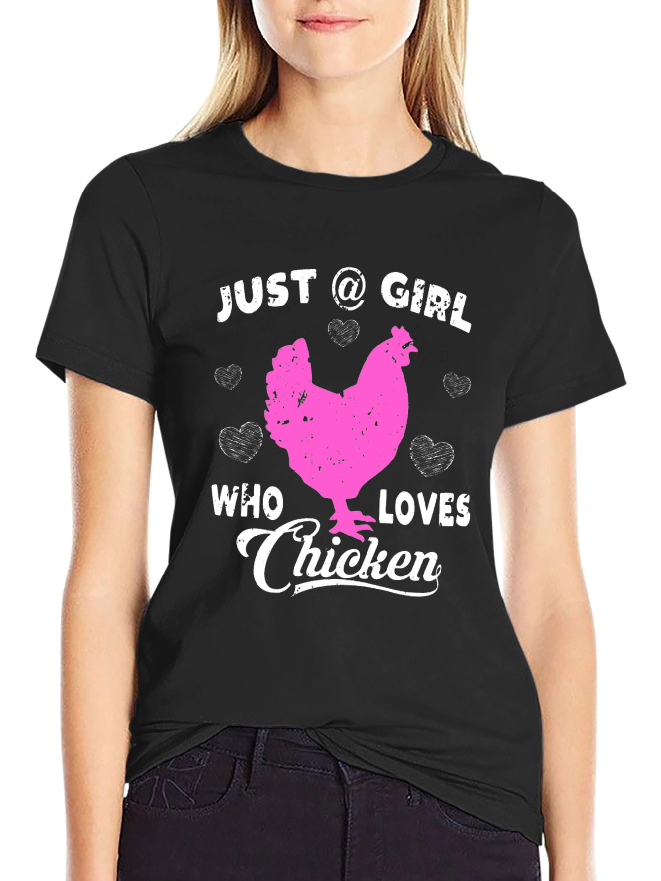 Black Just a Girl Who Loves Chicken T-Shirt view 2