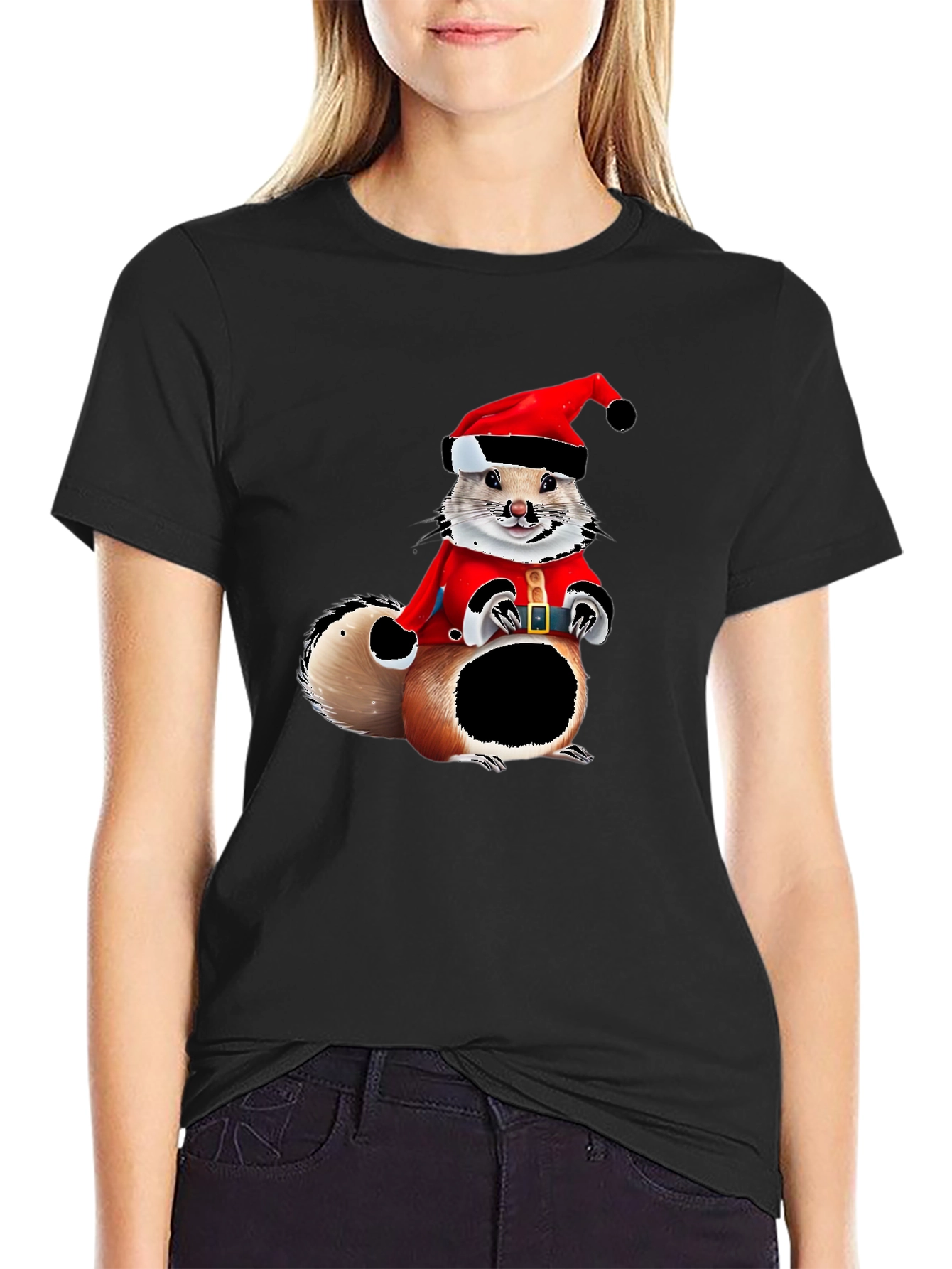 Black Festive Squirrel Graphic Tee view 2