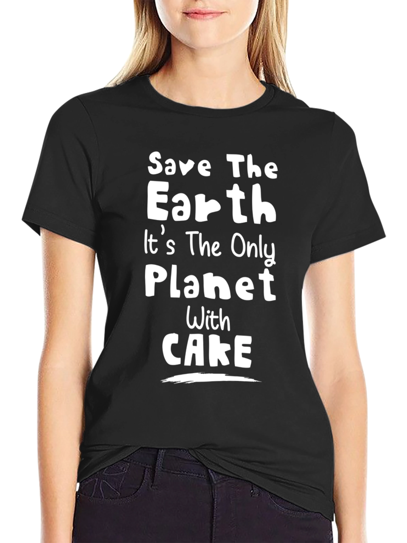 Black Save the Earth Cake Planet Graphic Tee view 2