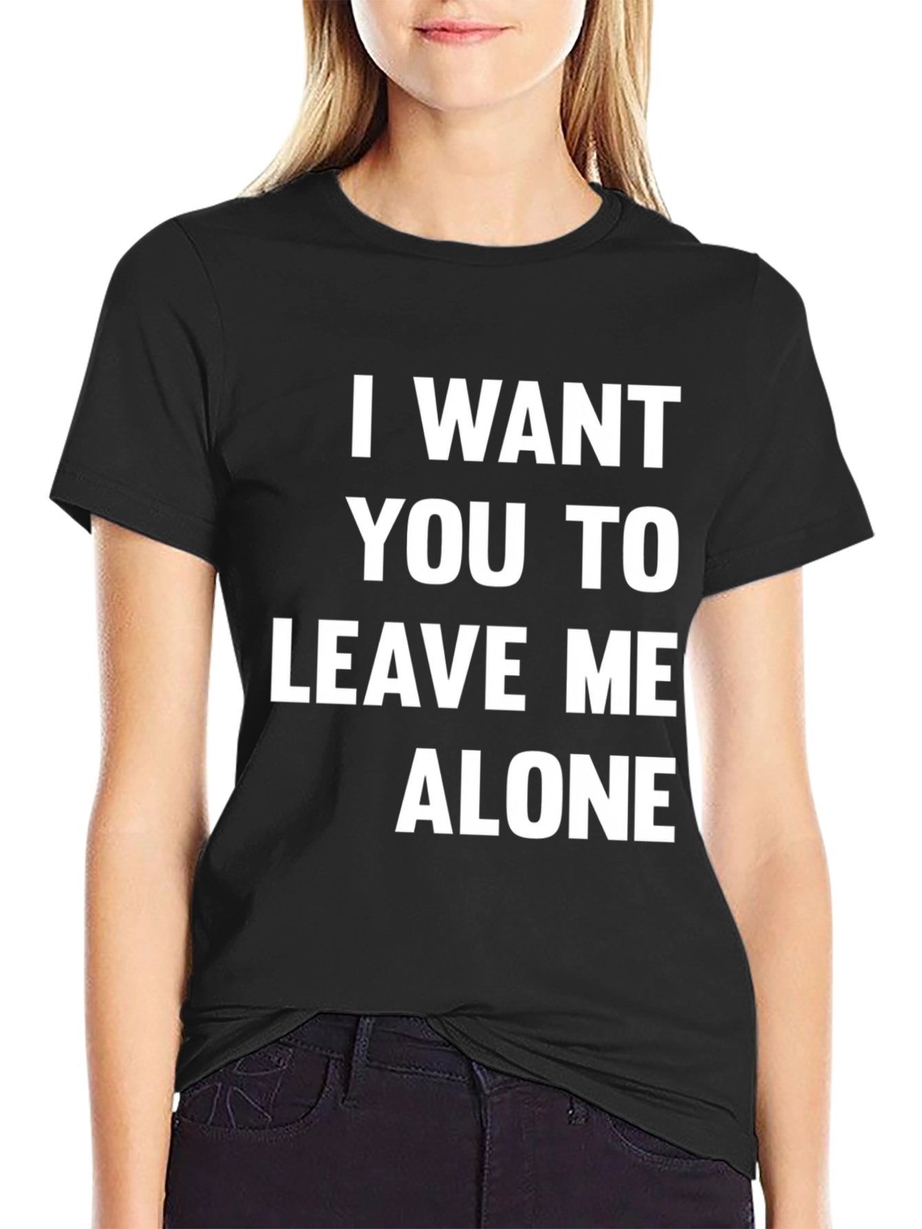 Black Leave Me Alone Graphic Tee - Black Cotton view 2