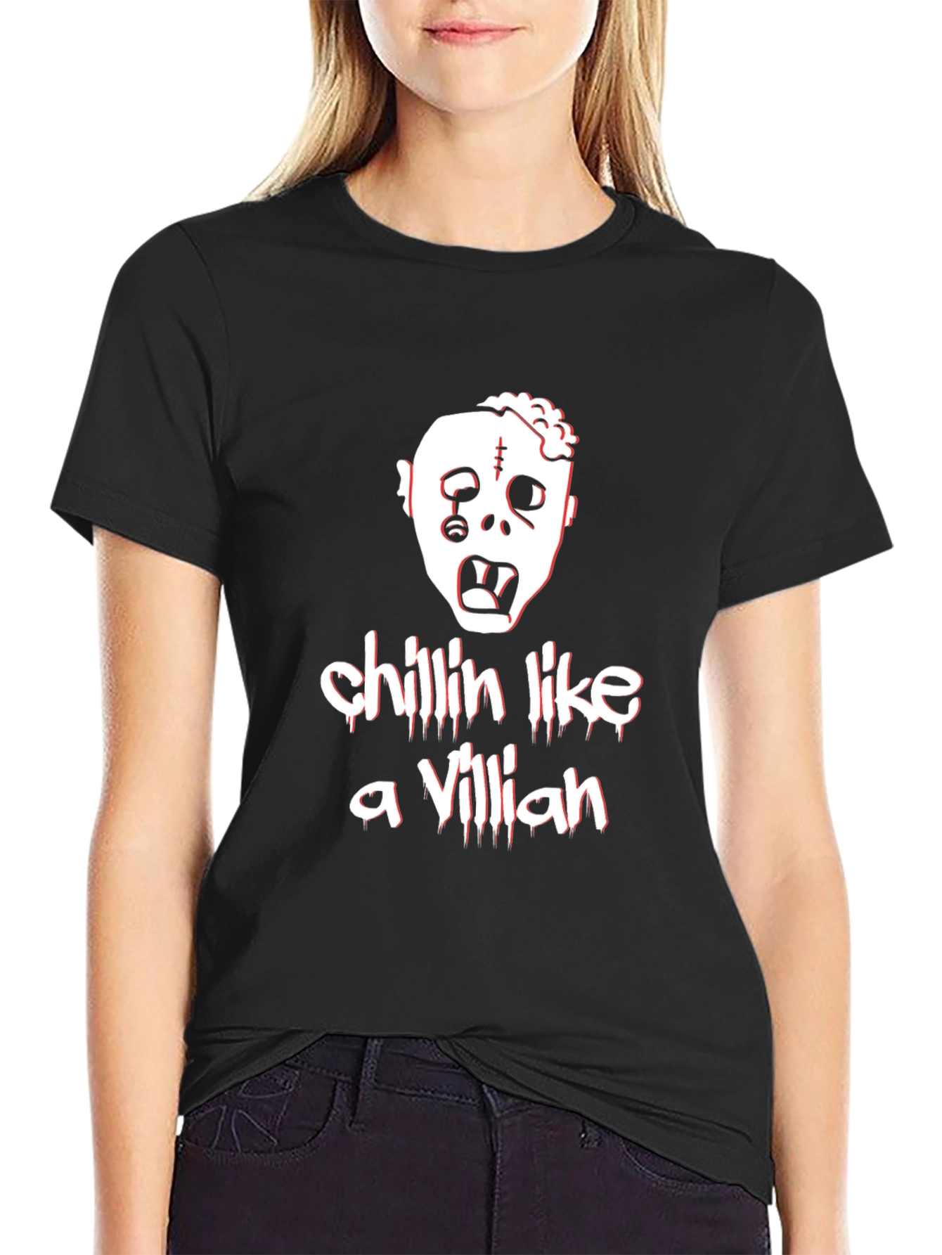 Black Zombie Chillin' Like a Villain T-Shirt view 2
