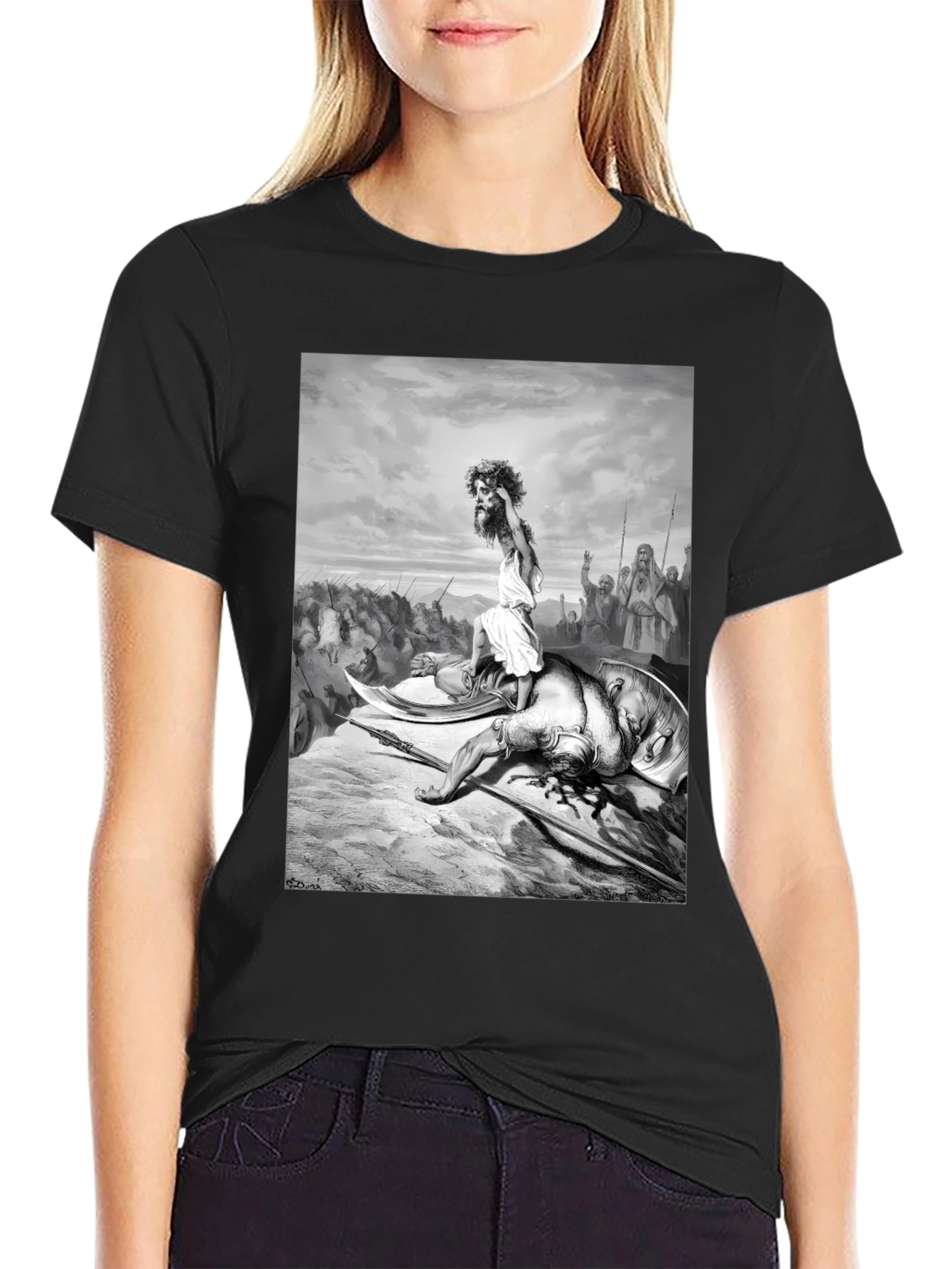 Black David and Goliath Graphic Tee - Black Cotton Blend view 2