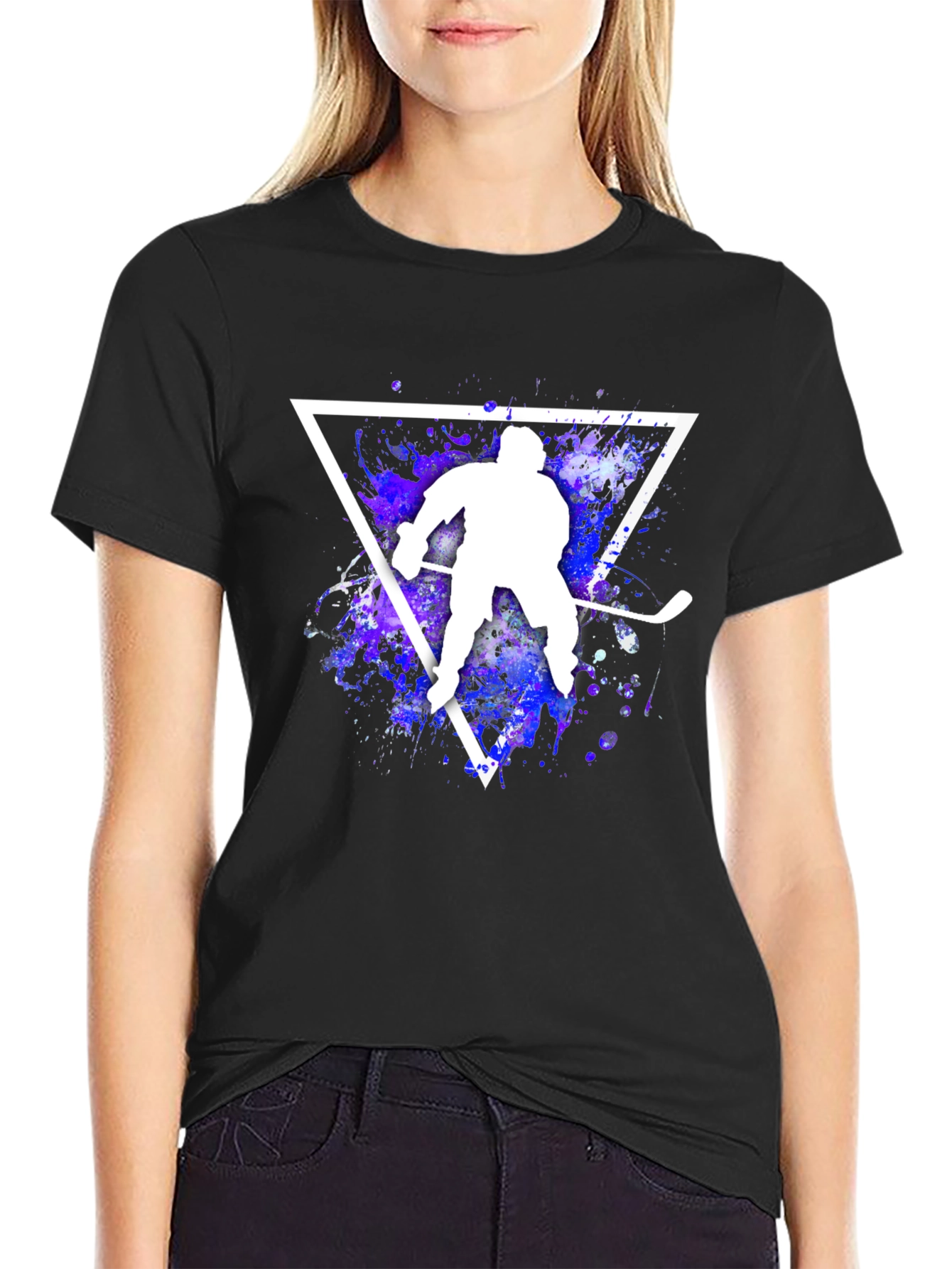 Black Hockey Player Graphic T-Shirt view 2