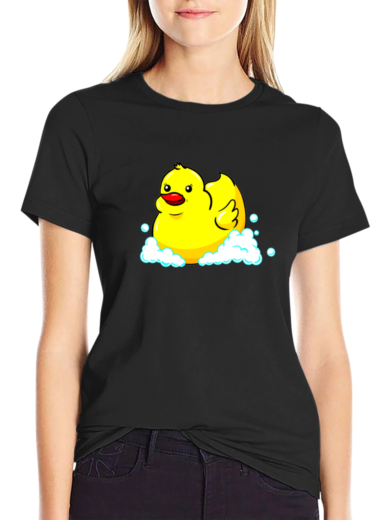Black Rubber Duck T-Shirt - Black Cotton Tee view 2