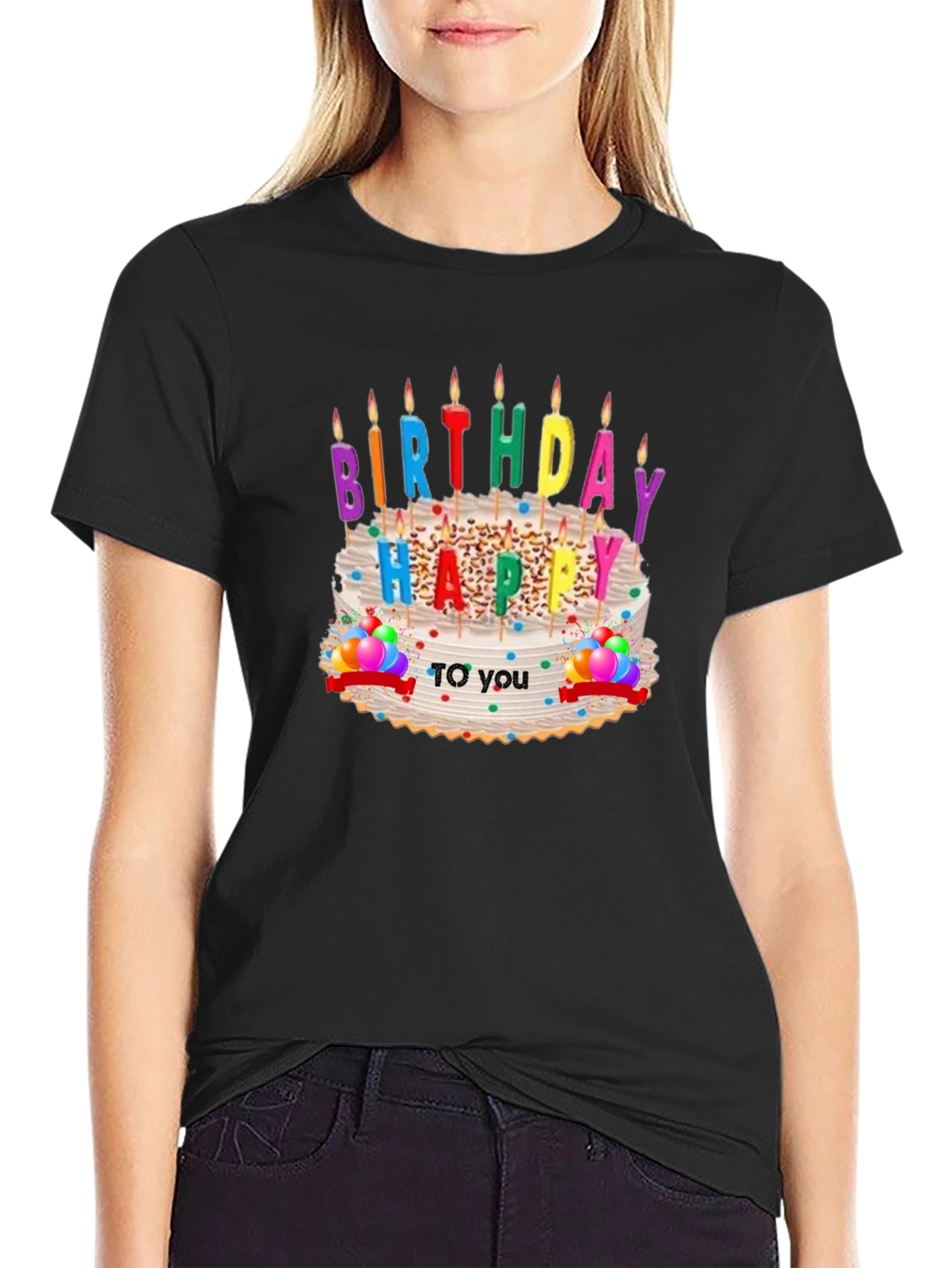 Black Birthday Cake Graphic T-Shirt view 2