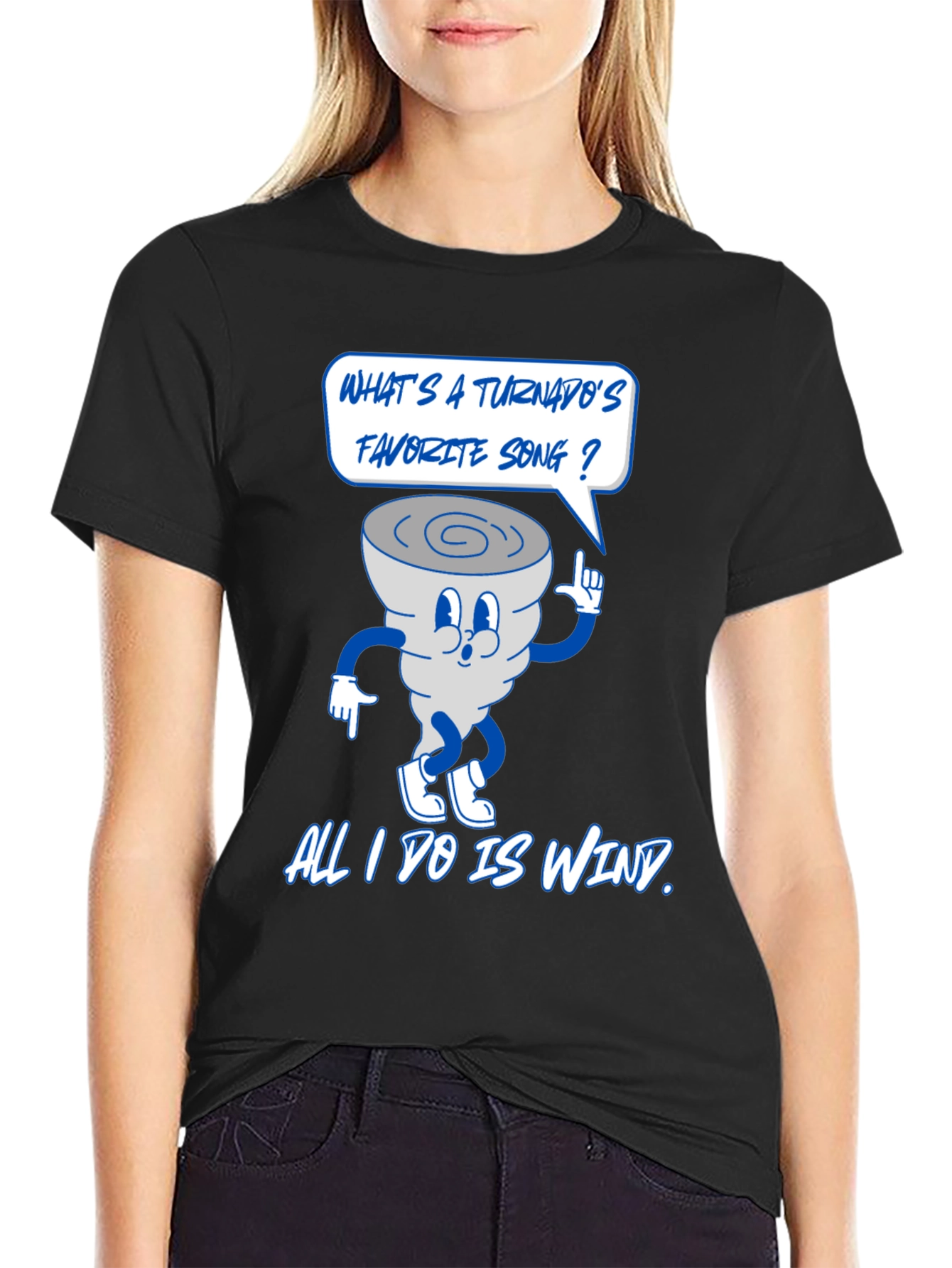 Black Funny Tornado Pun Graphic T-Shirt view 2