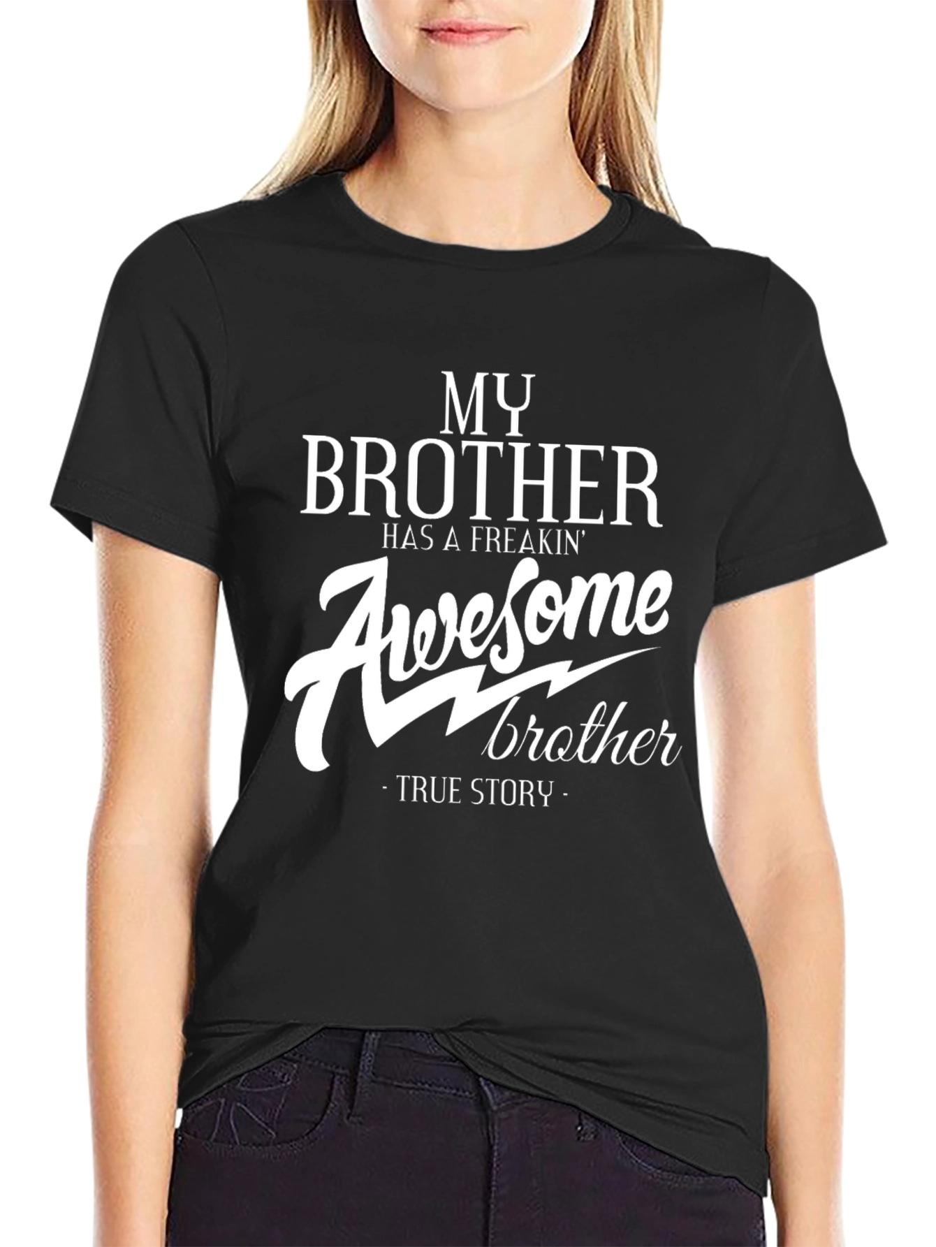 Black Awesome Brother T-Shirt - Funny Slogan Tee view 2