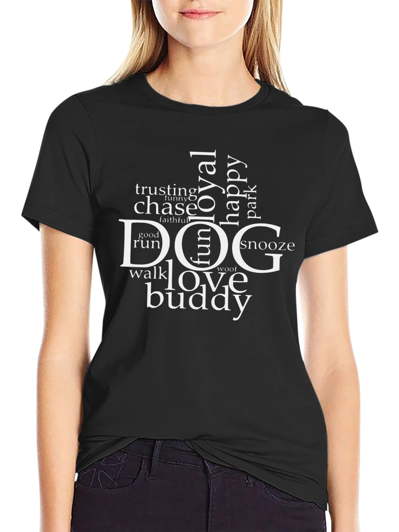 Black Dog Lover Word Art Graphic T-Shirt view 2