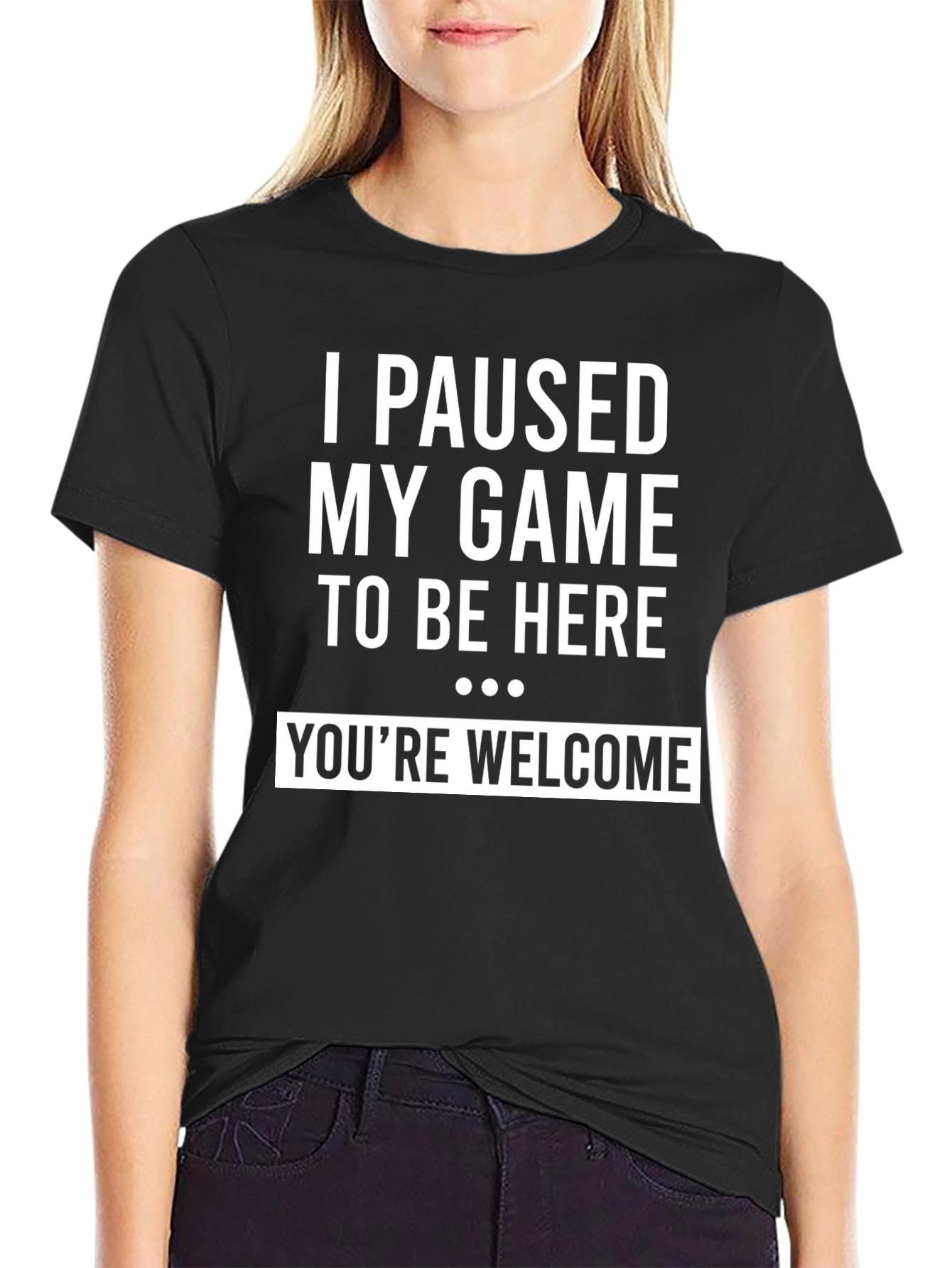 Black I Paused My Game to Be Here Men's Tee view 2