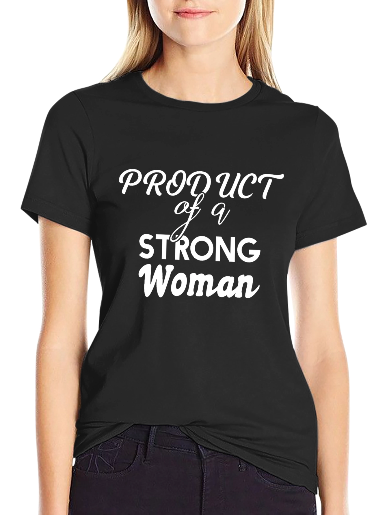 Black Product of a Strong Woman Tee - Black view 2