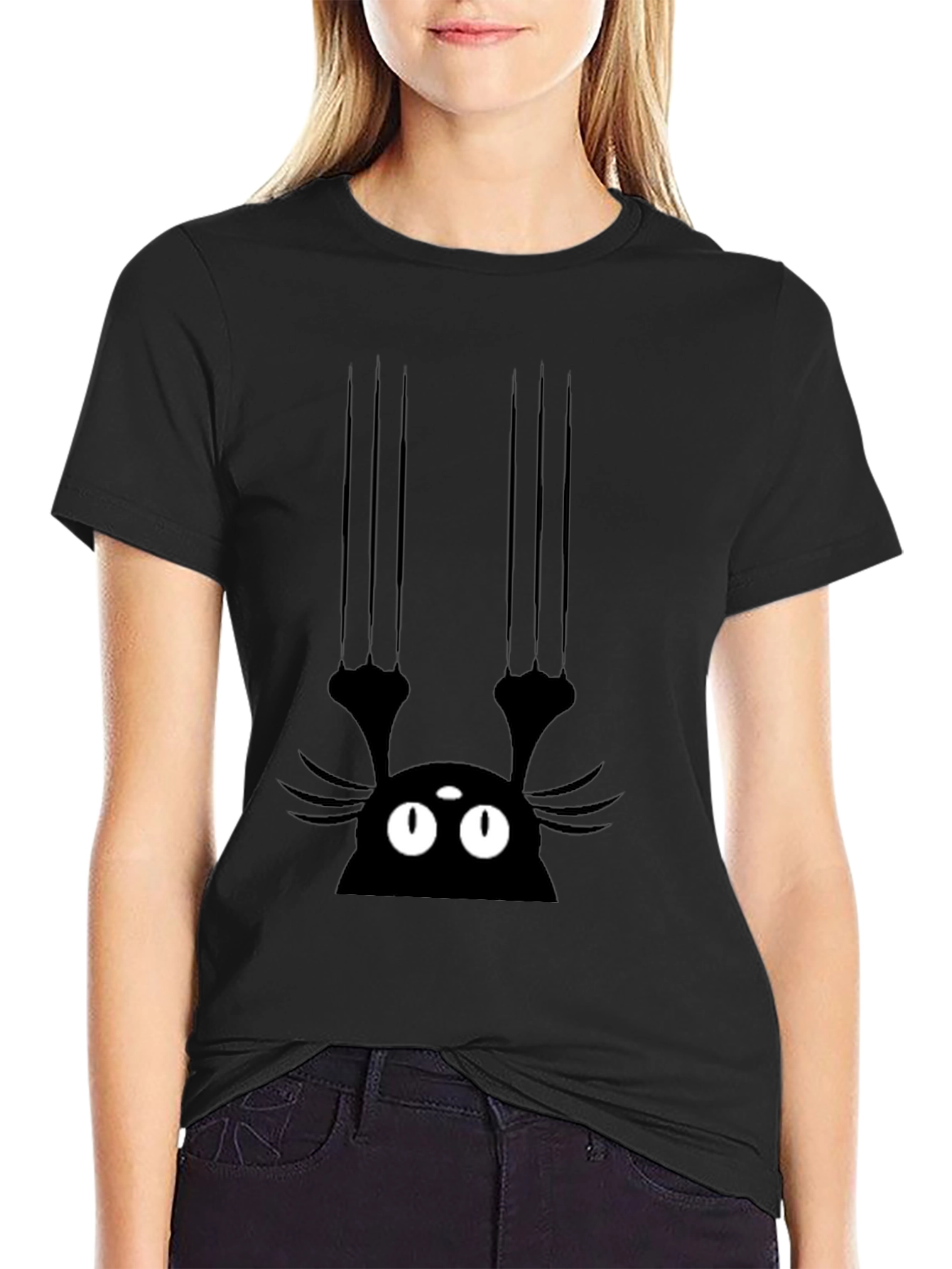 Black Black Cat Scratch T-Shirt - Men's Graphic Tee view 2