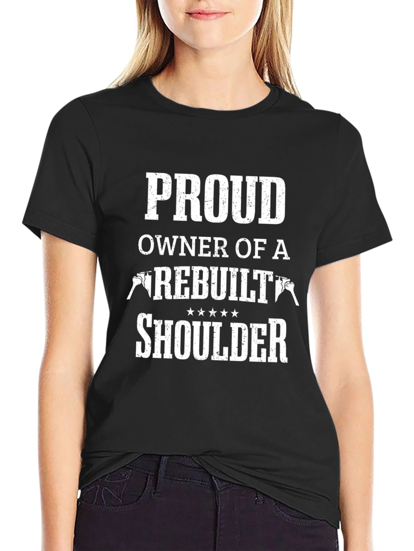 Black Proud Rebuilt Shoulder T-Shirt - Black view 2