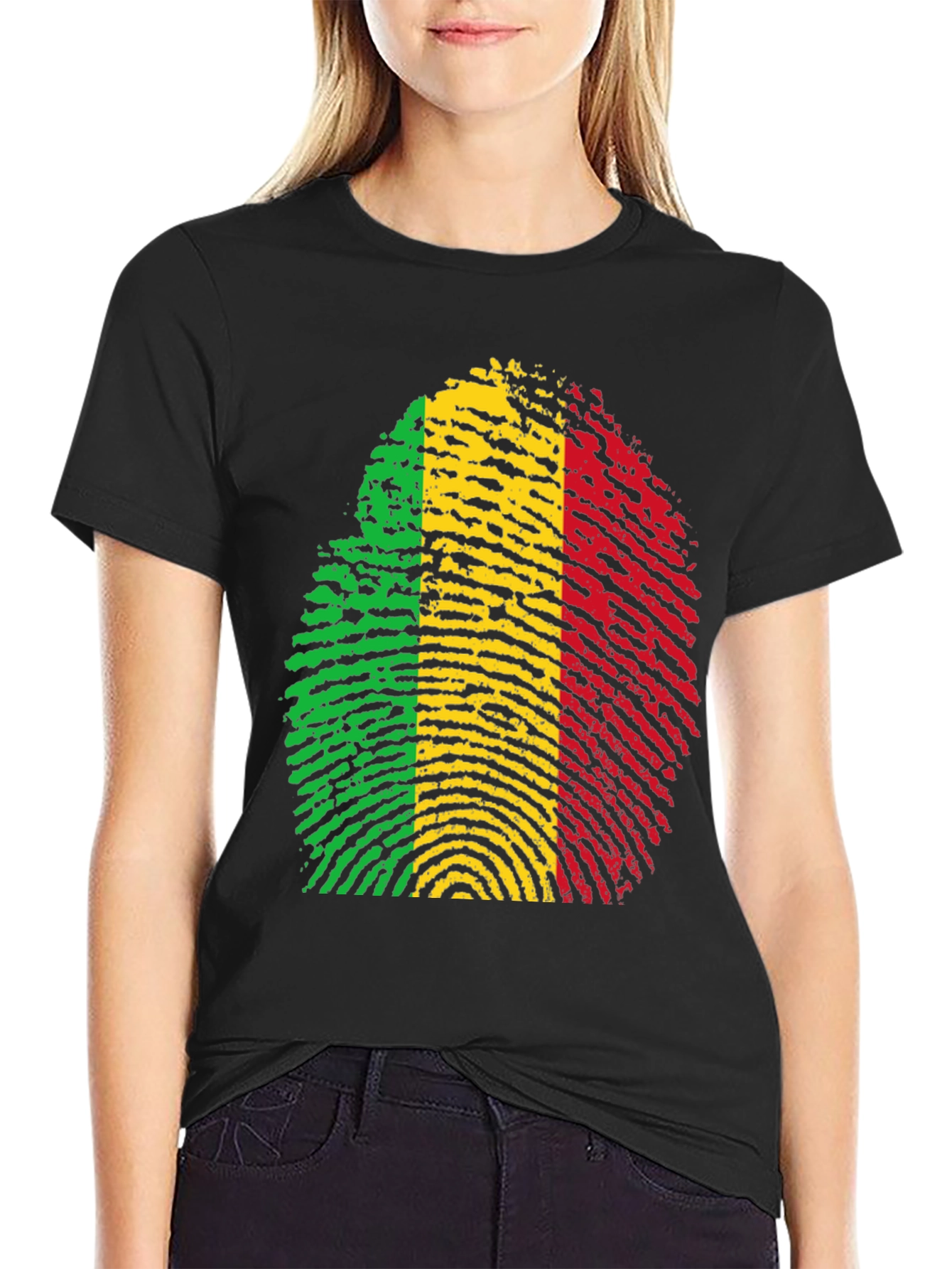 Black Rasta Fingerprint Graphic T-Shirt - Black view 2