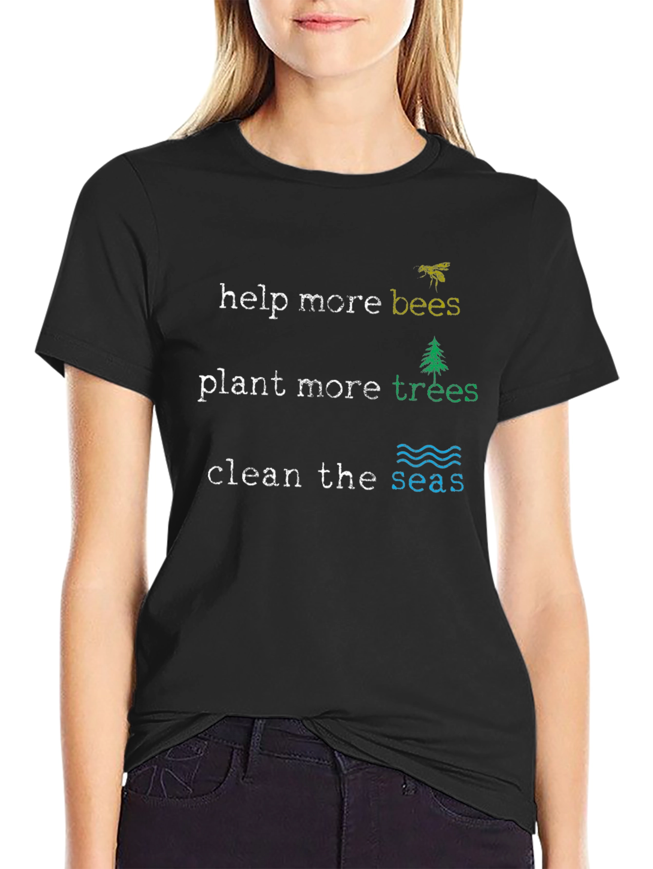 Eco-Friendly Graphic T-Shirt - Help Bees, Plant Trees - 2