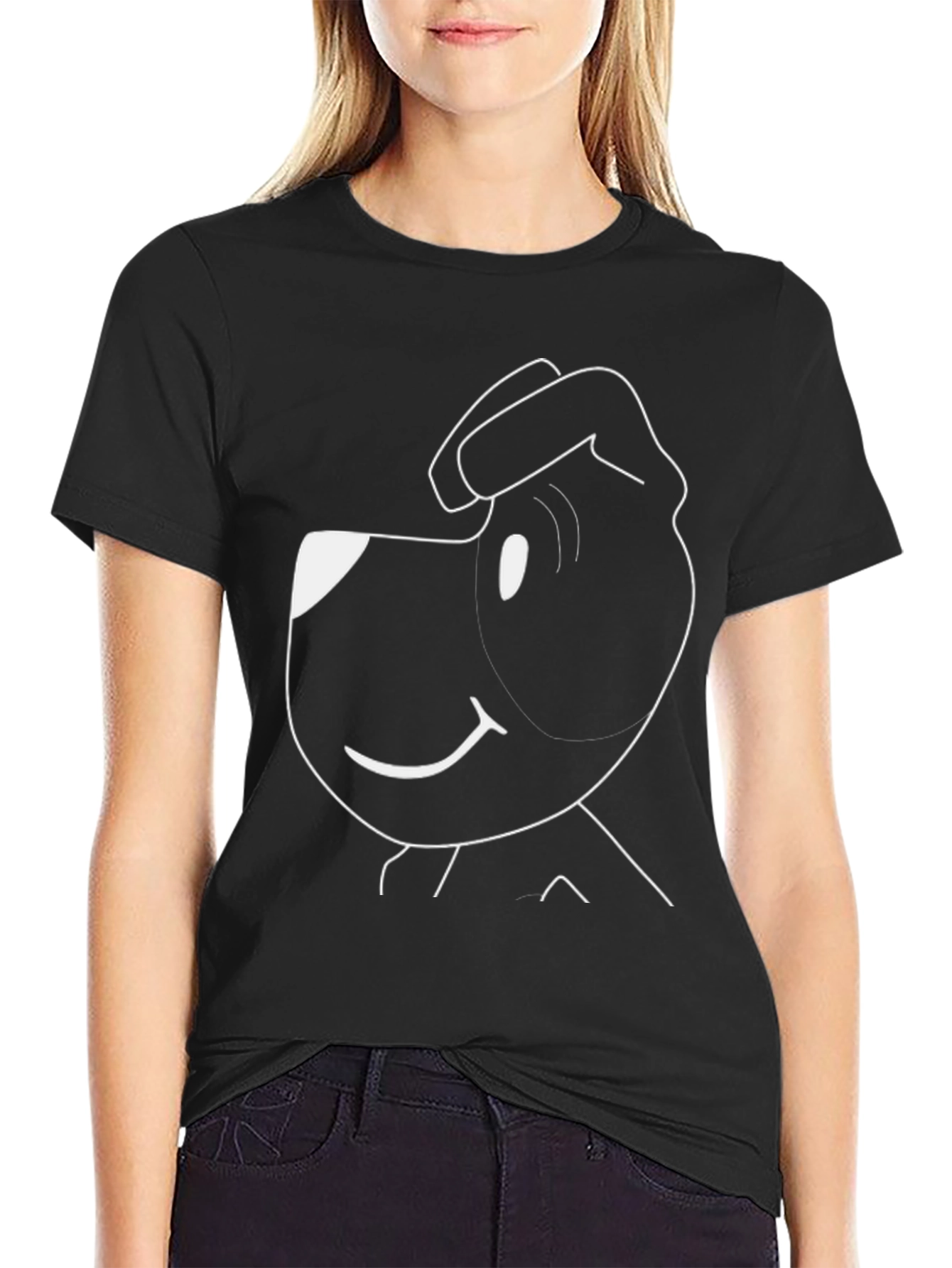 Black Cartoon Dog Black T-Shirt view 2