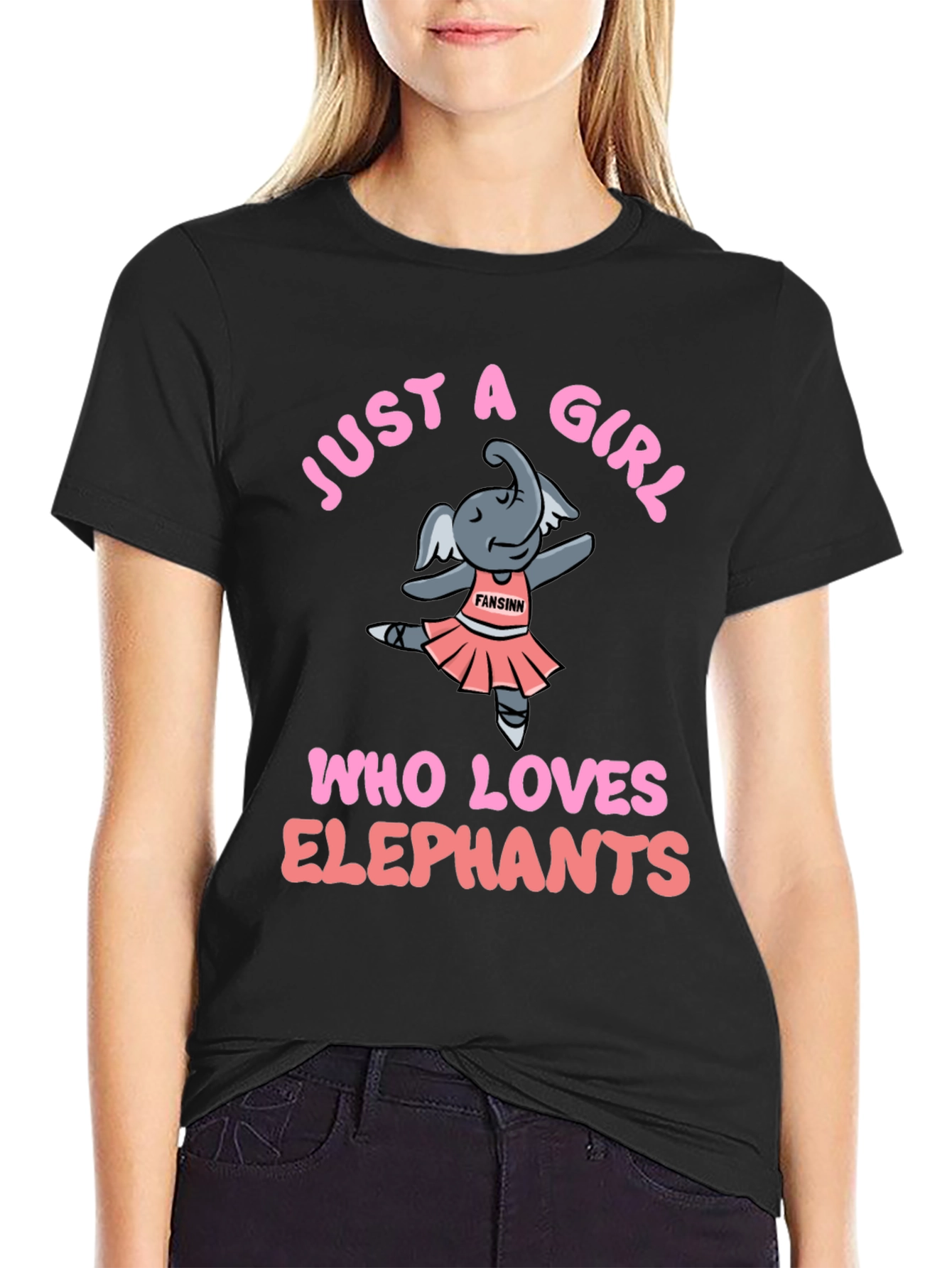 Black Just A Girl Who Loves Elephants T-Shirt view 2