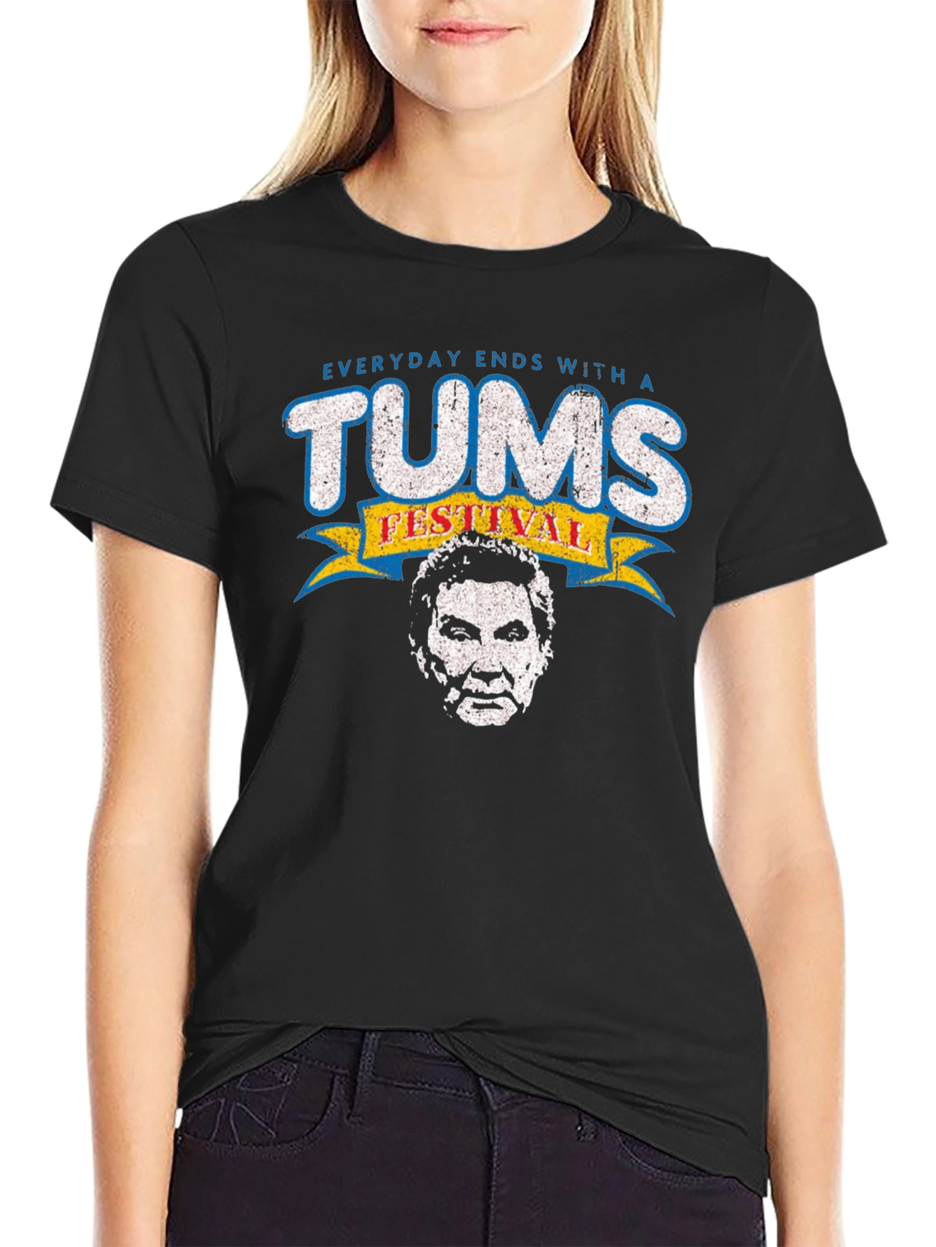 Black Everyday Ends With a Tums Festival Black T-Shirt view 2