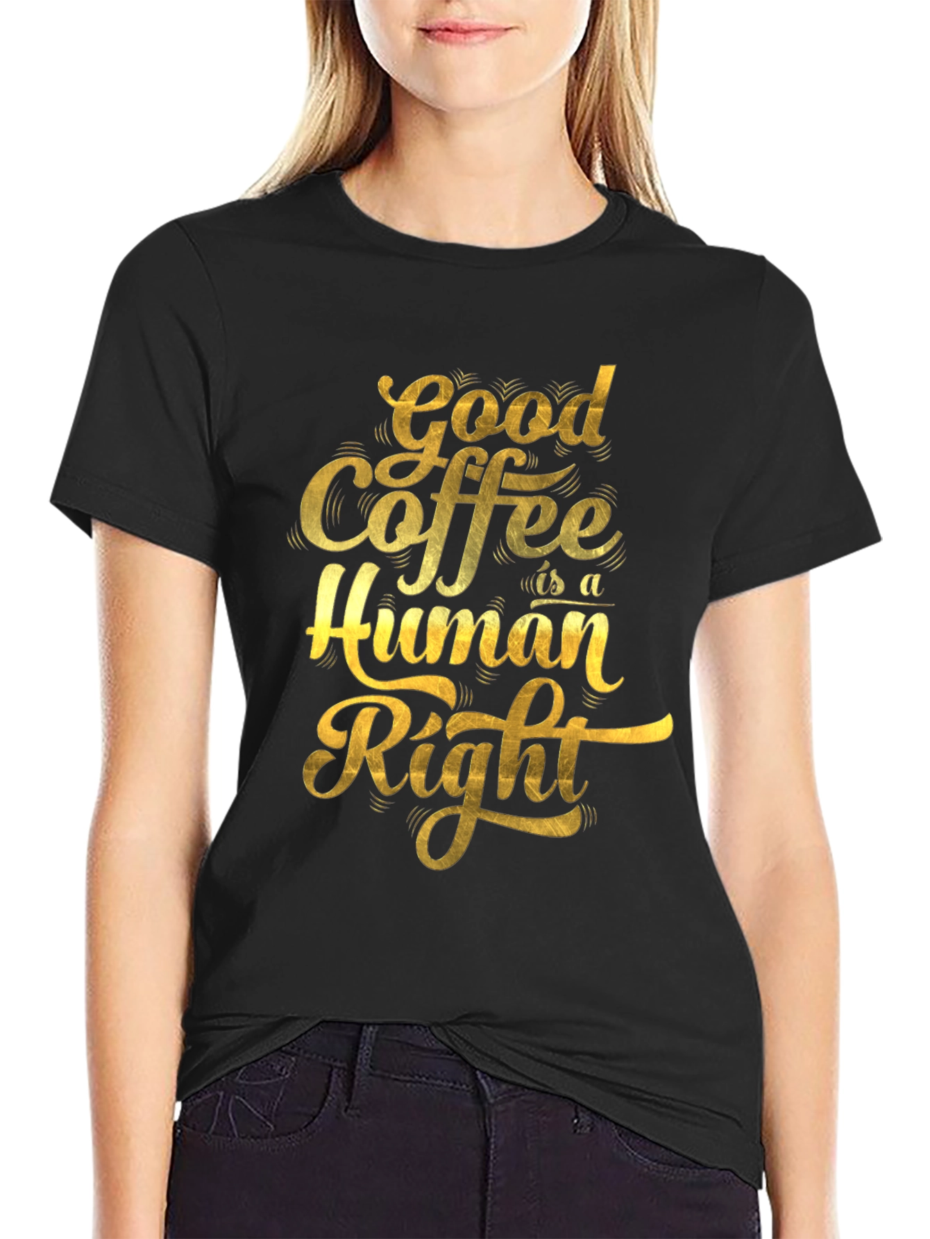 Black Good Coffee is a Human Right Graphic T-Shirt view 2