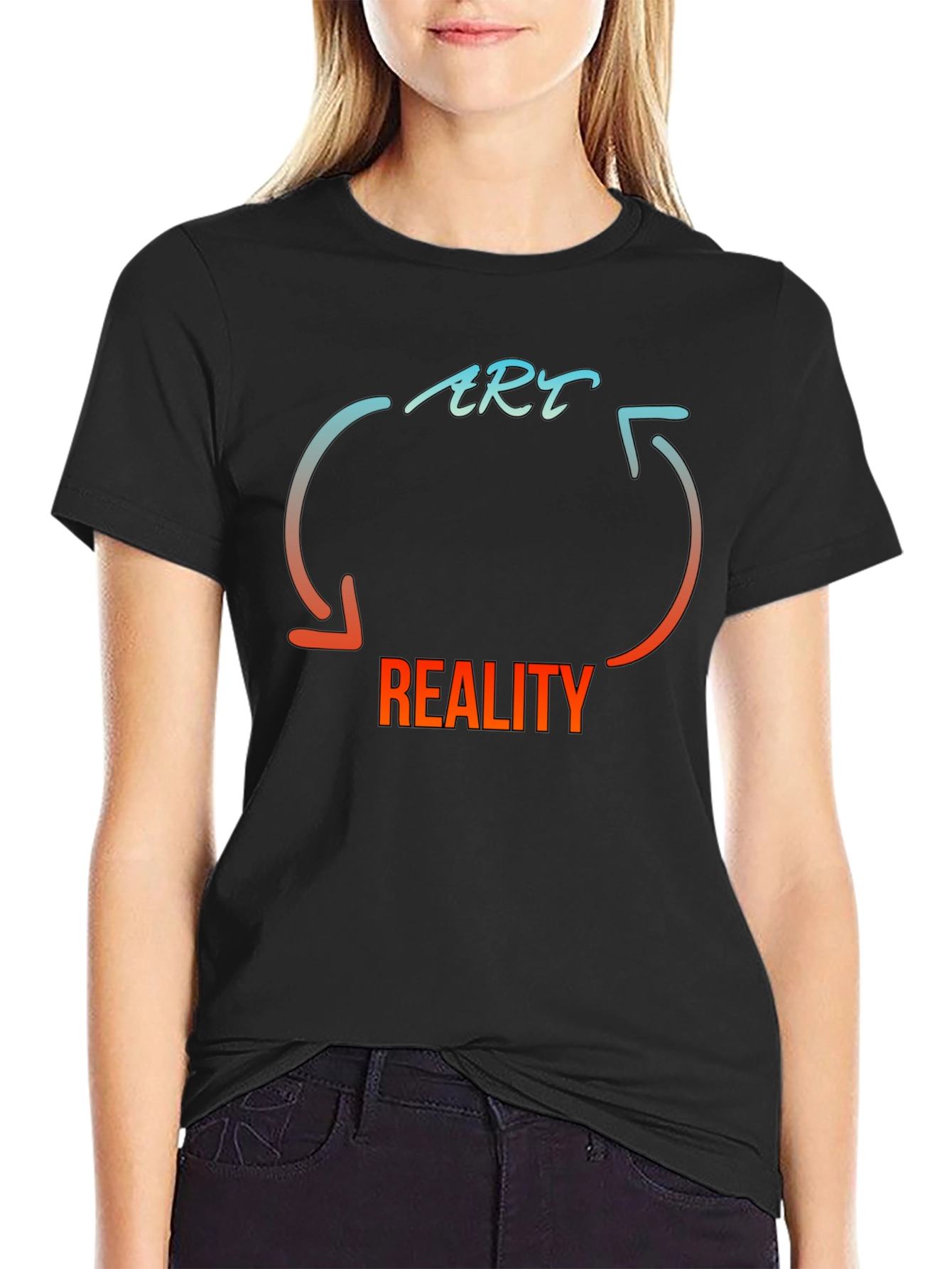 Black Art & Reality Graphic Print Black T-Shirt view 2