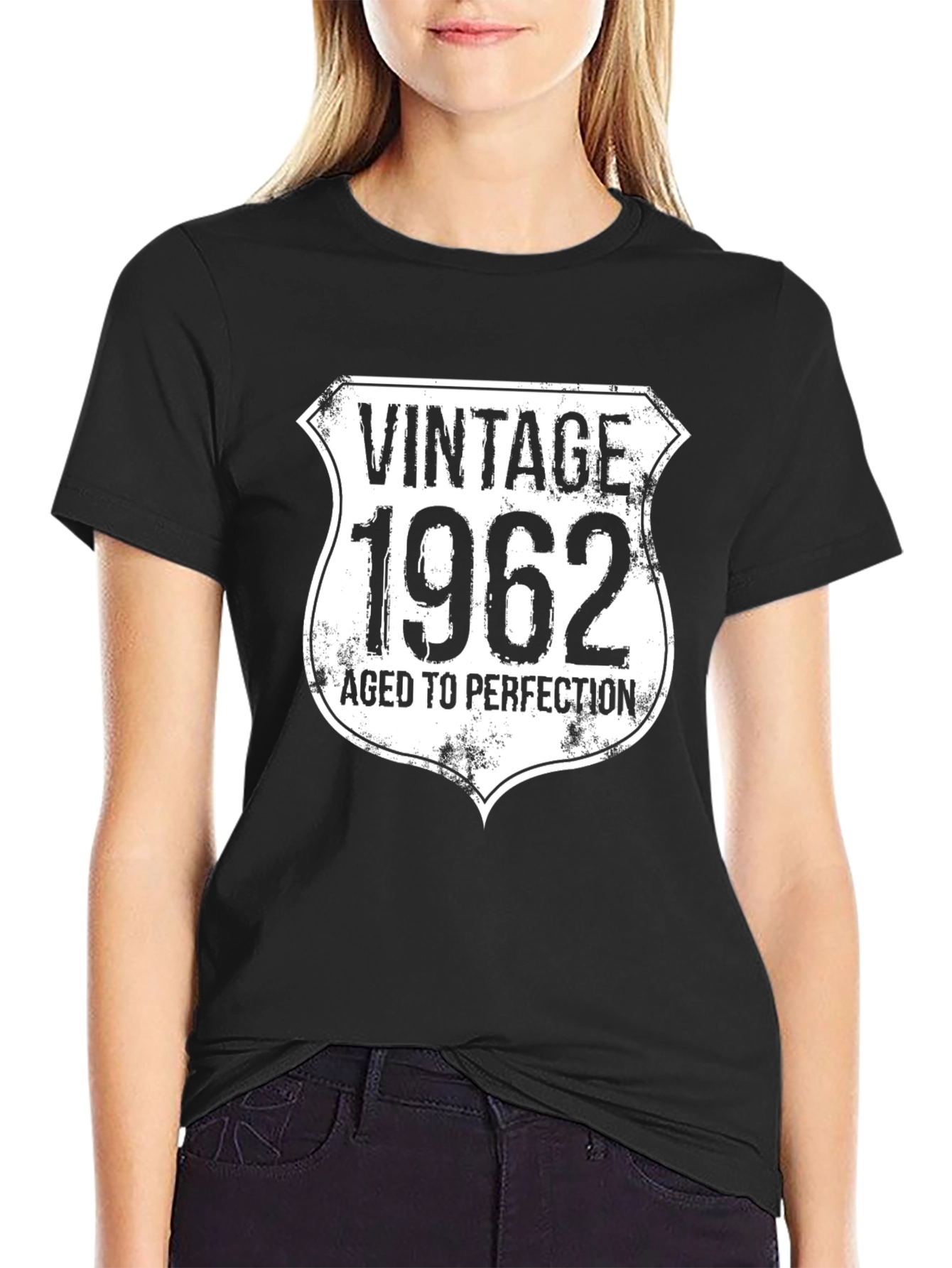Black Vintage 1962 Aged to Perfection Black T-Shirt view 2