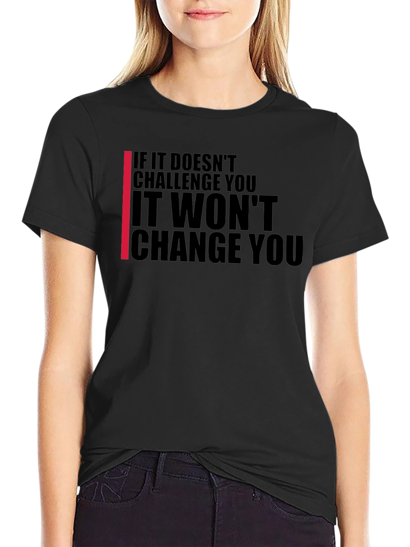 Motivational Black T-Shirt - Challenge, Change - 2