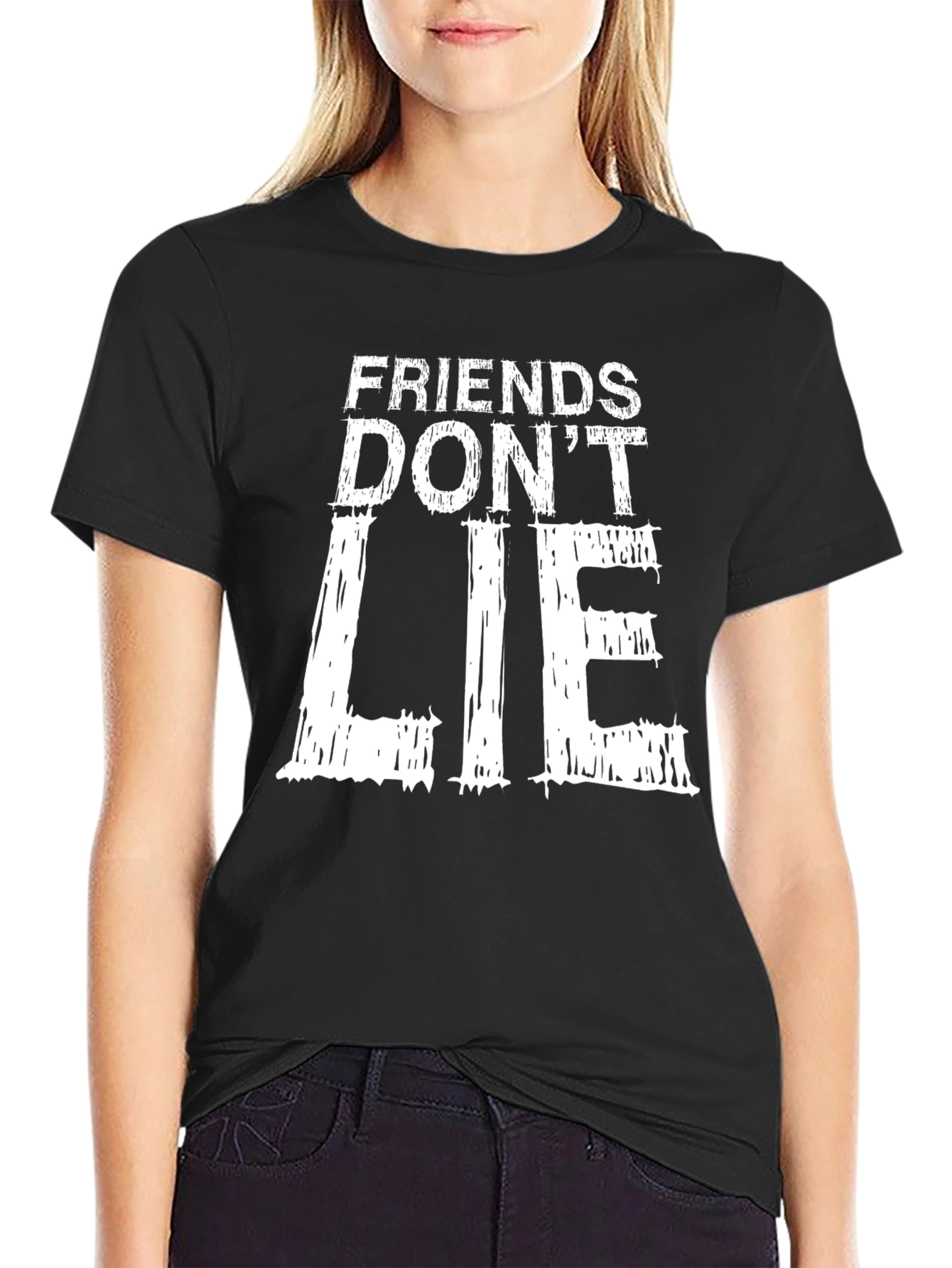 Black Friends Don't Lie Black Graphic T-Shirt view 2