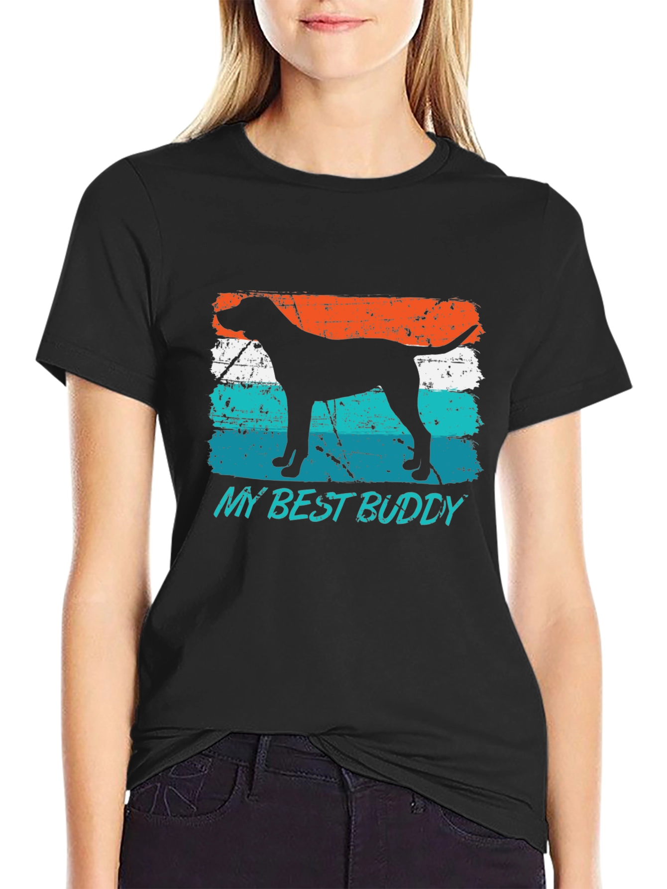 Black My Best Buddy Dog Silhouette Tee view 2