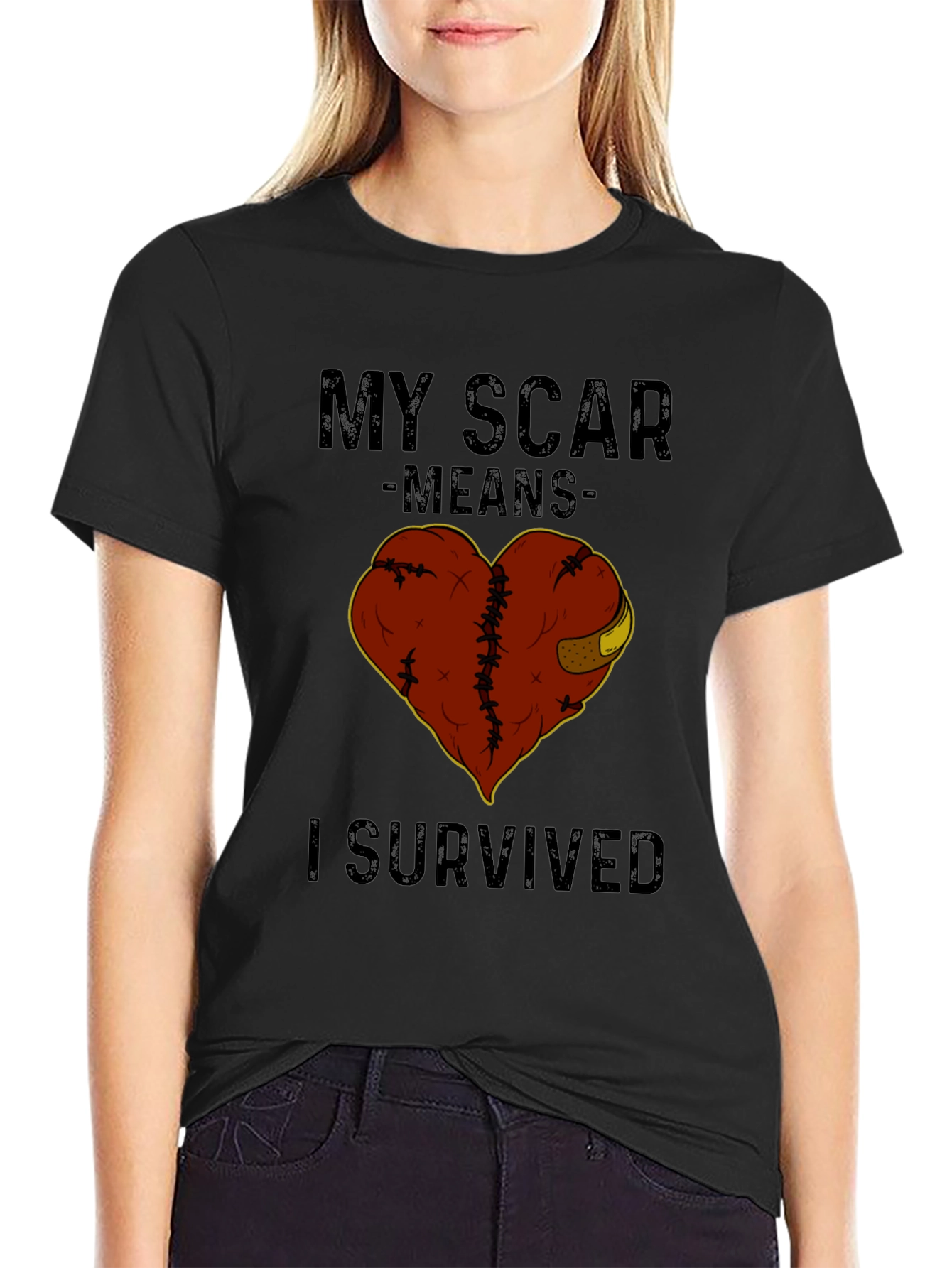 Black My Scar Means I Survived Graphic Tee view 2