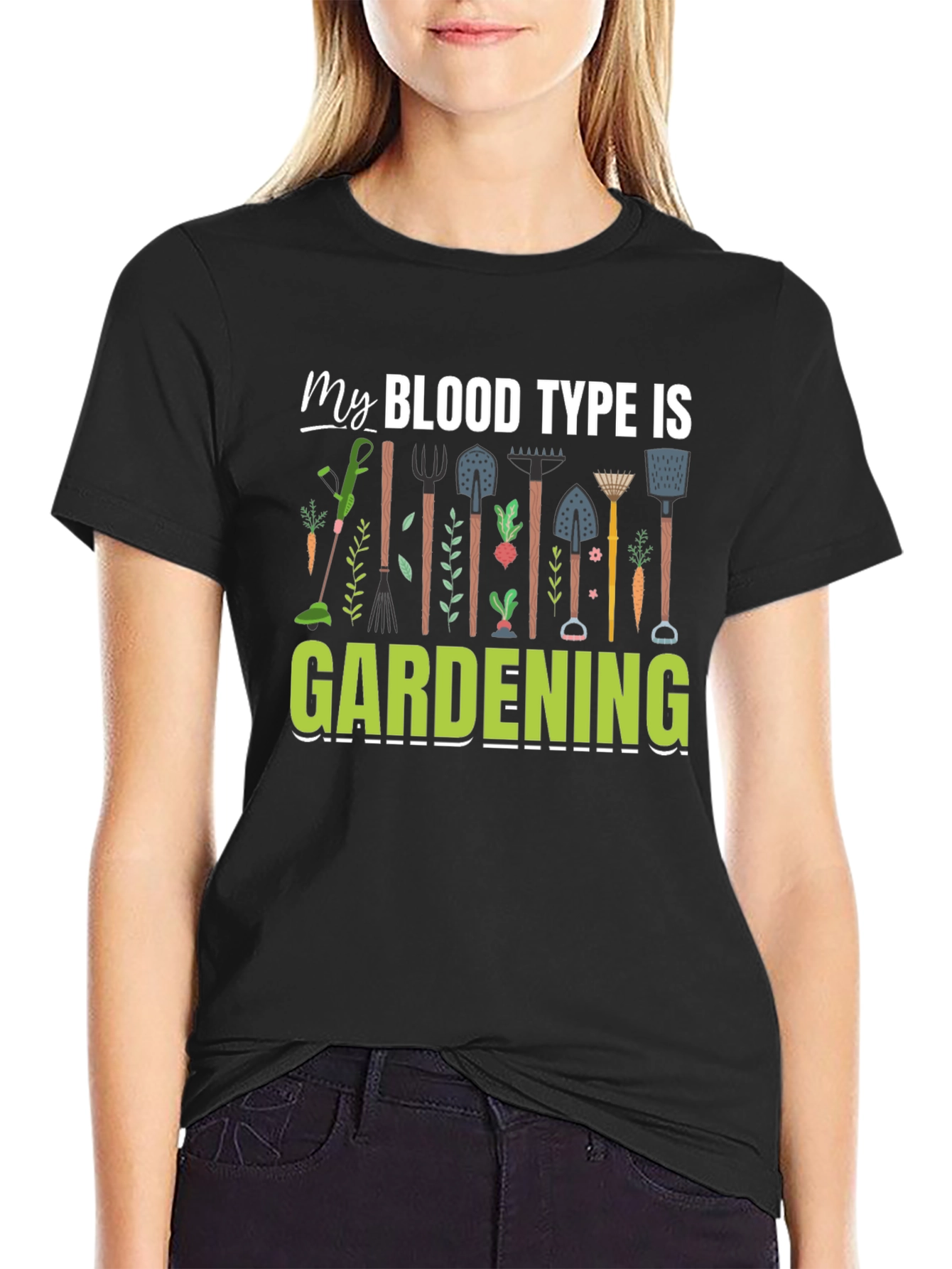 Black Gardening Blood Type T-Shirt view 2