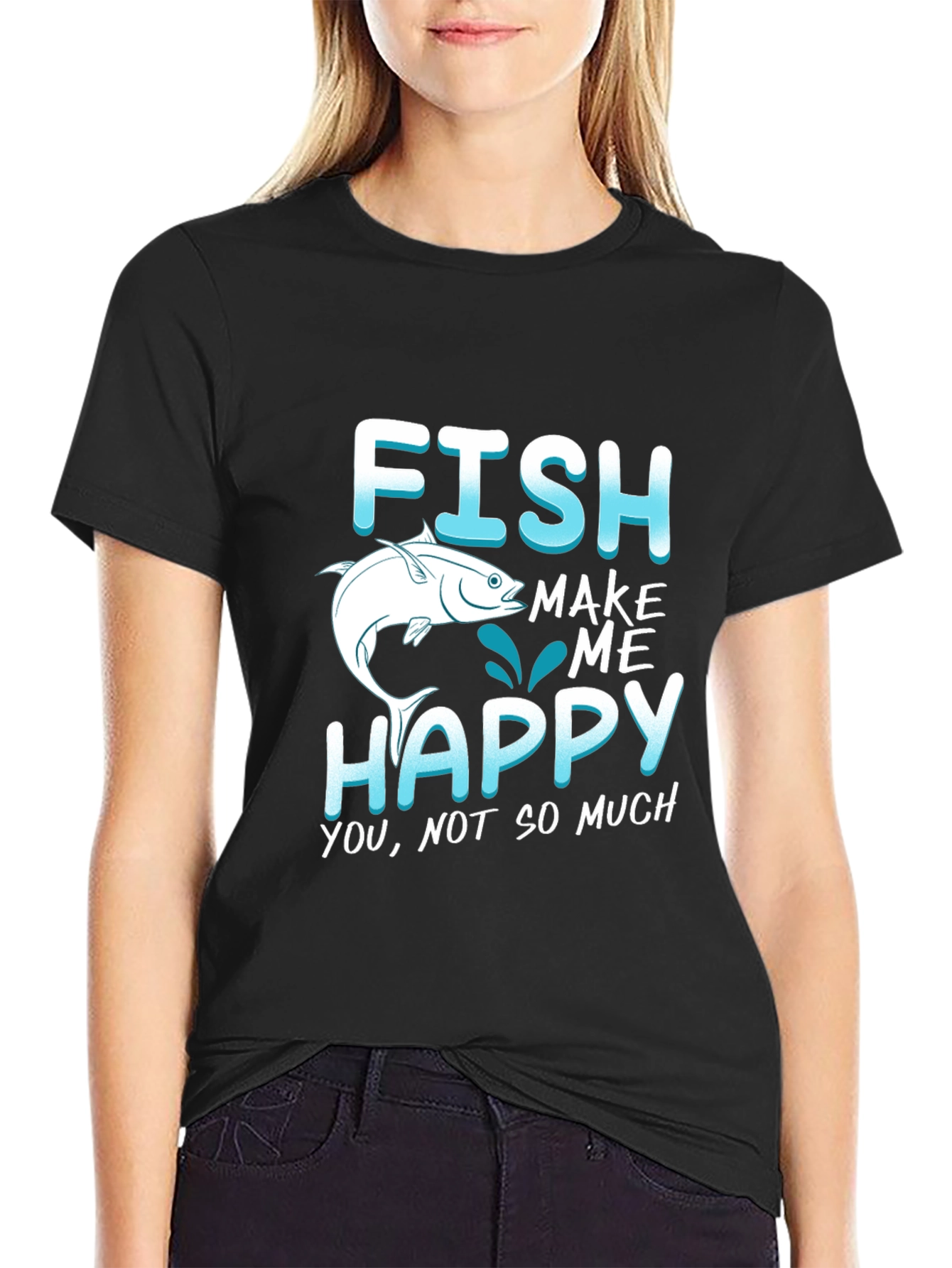 Black Fish Make Me Happy T-Shirt view 2