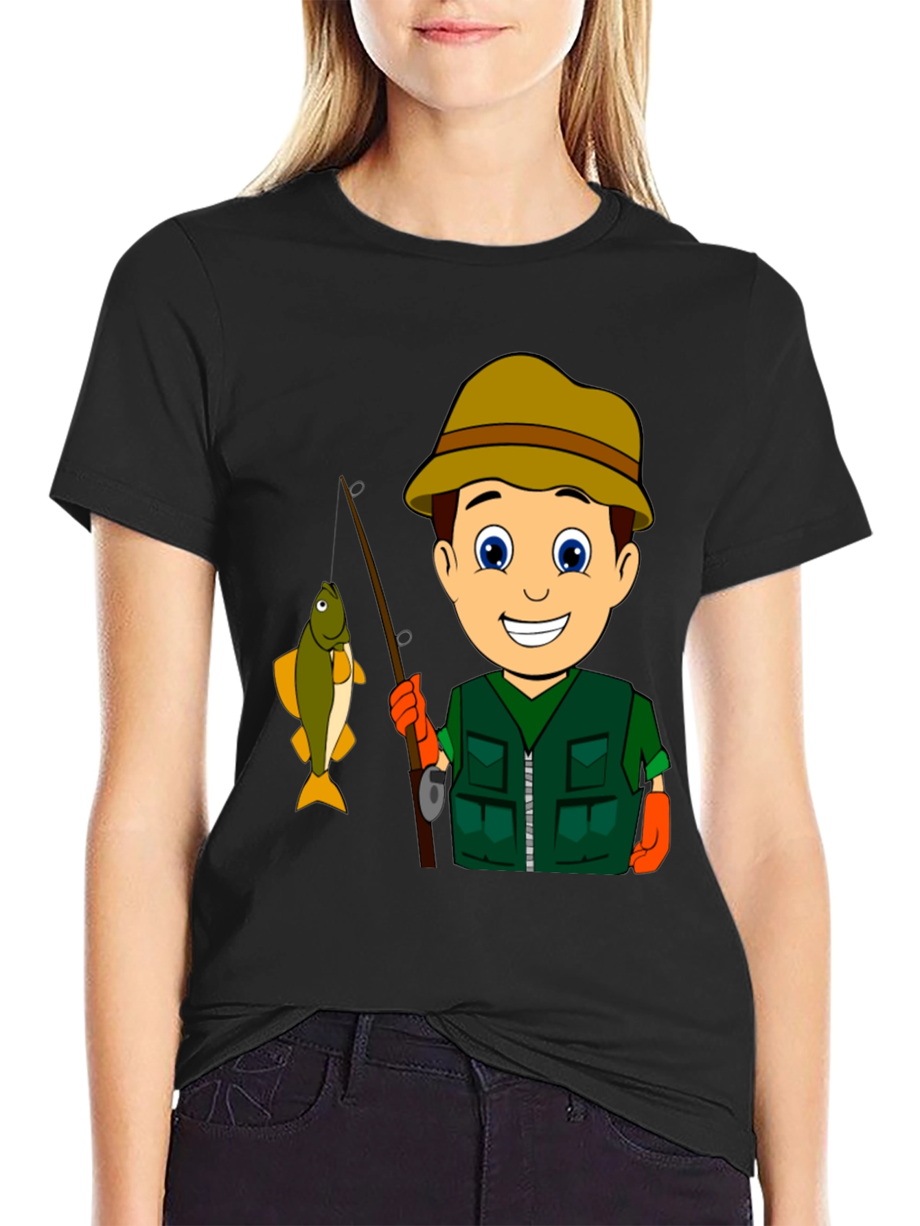 Black Fishing Boy T-Shirt view 2