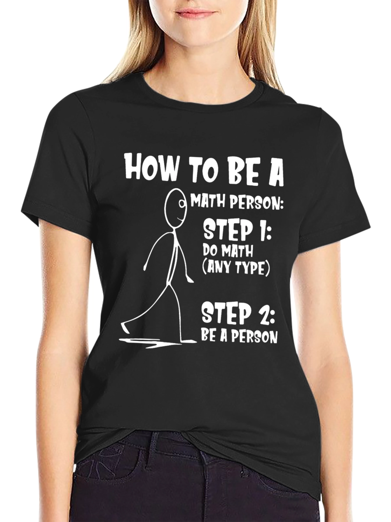 Black Math Person T-Shirt: Funny How-To Tee view 2