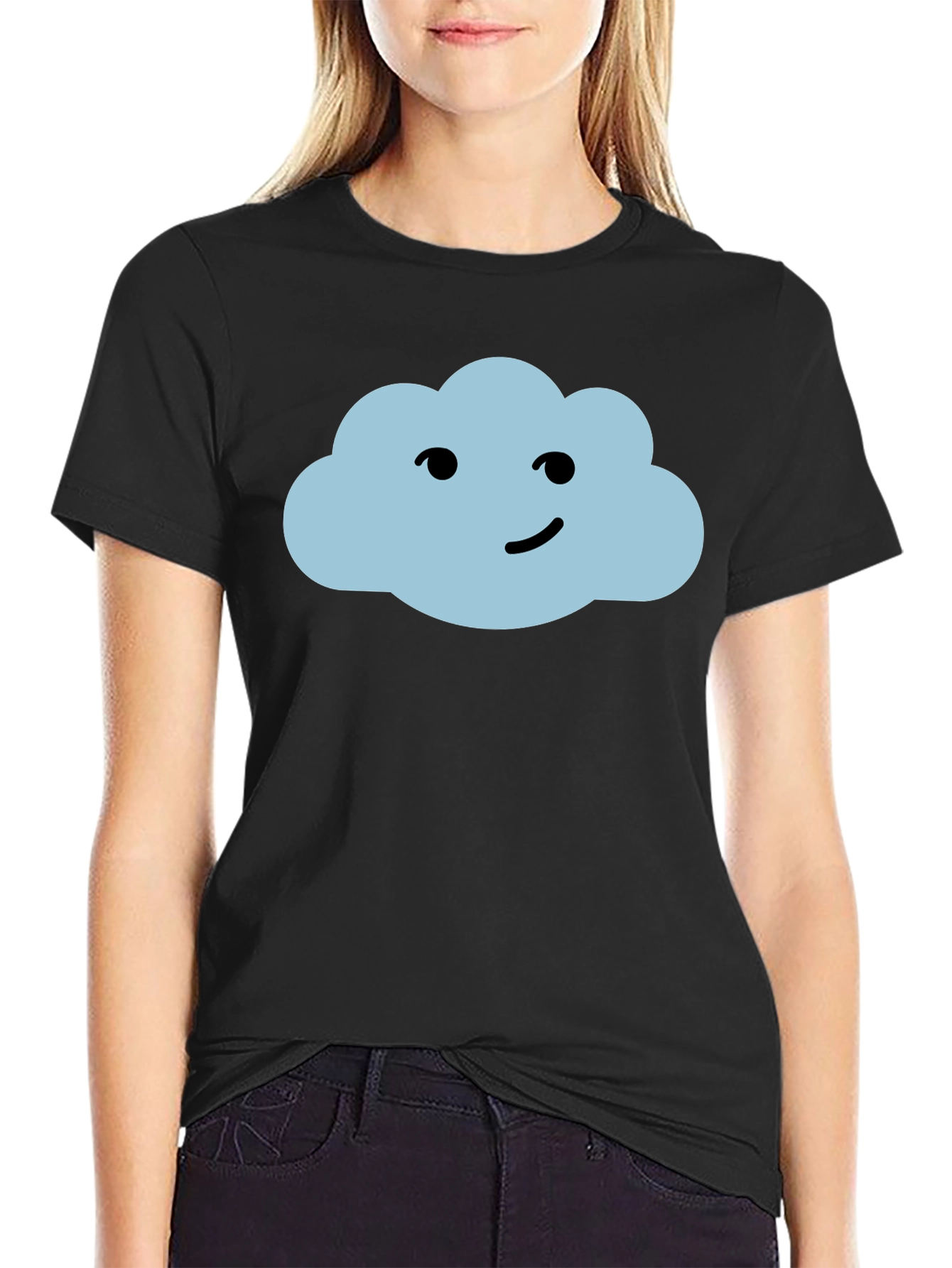 Black Cute Cloud Graphic T-Shirt - Soft Cotton Tee view 2