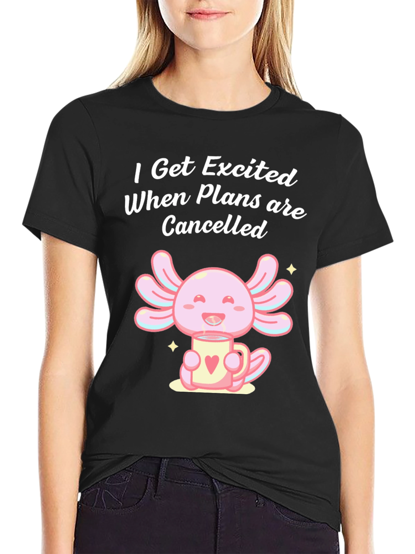 Black Excited When Plans Cancelled T-Shirt view 2