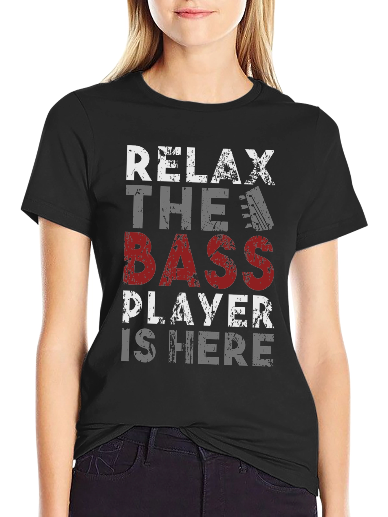 Black Relax Bass Player T-Shirt - Musician Tee view 2