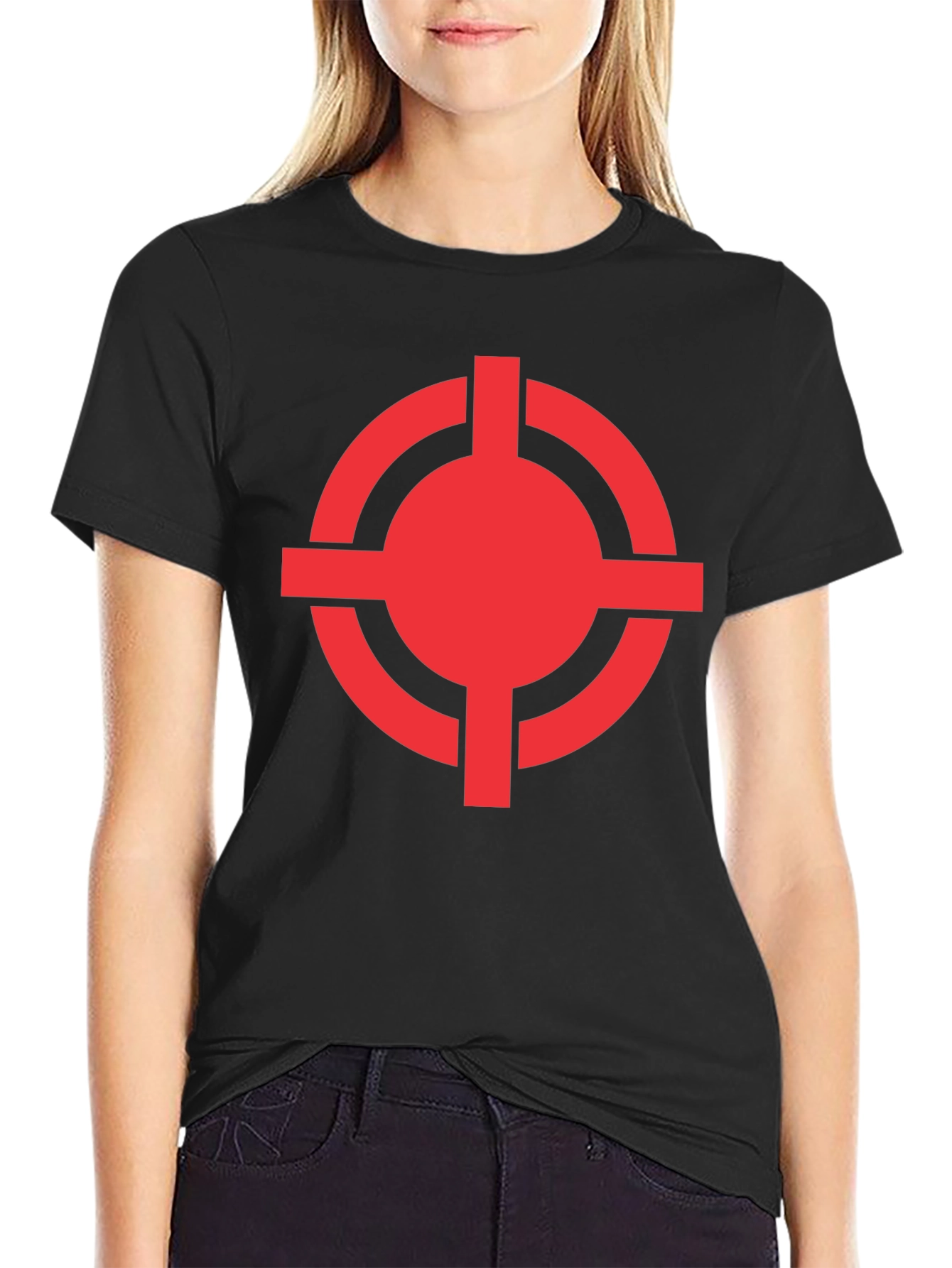 Black Red Target Graphic Black T-Shirt view 2