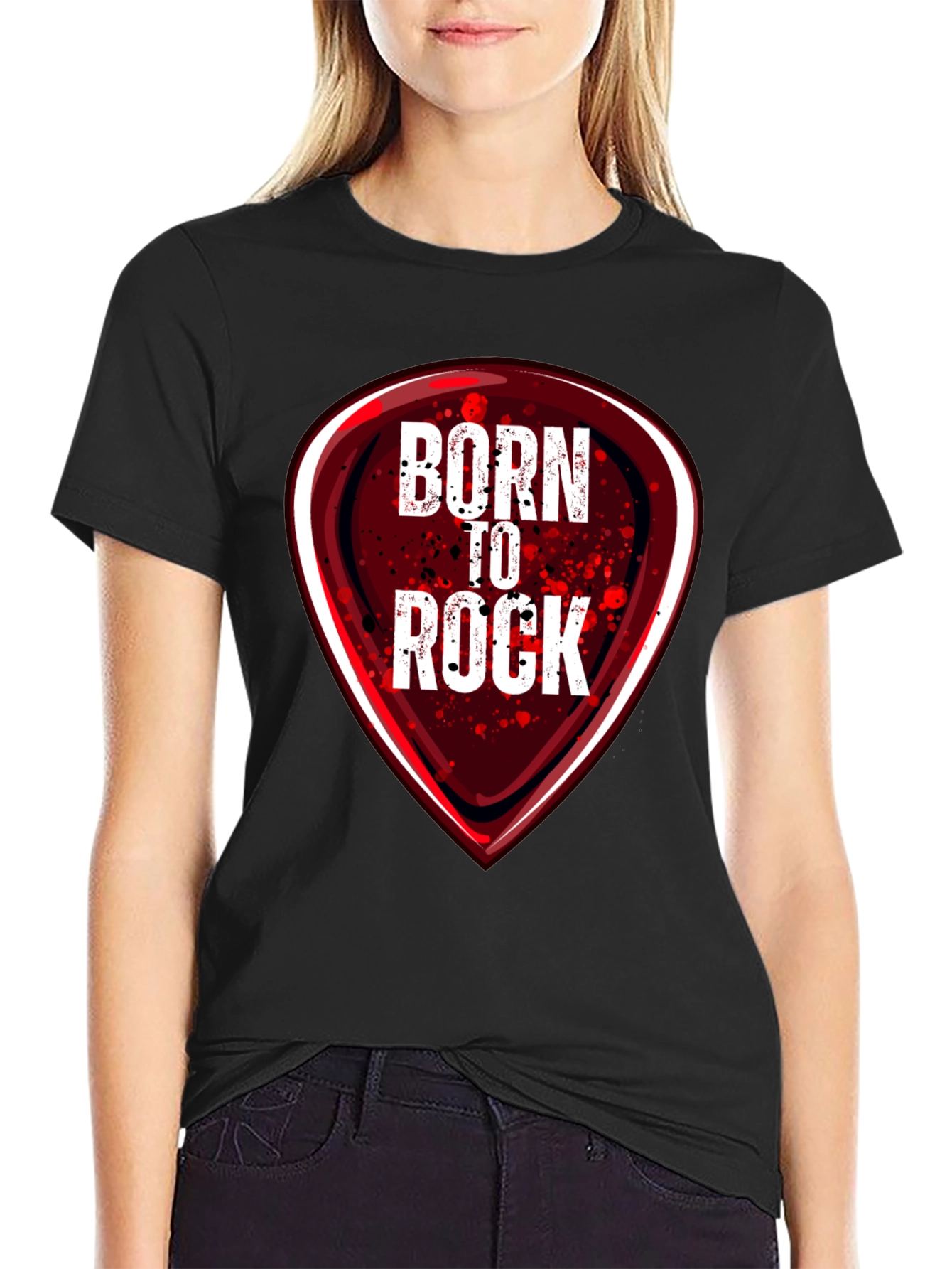 Black Born to Rock Graphic T-Shirt - Music Lover Tee view 2