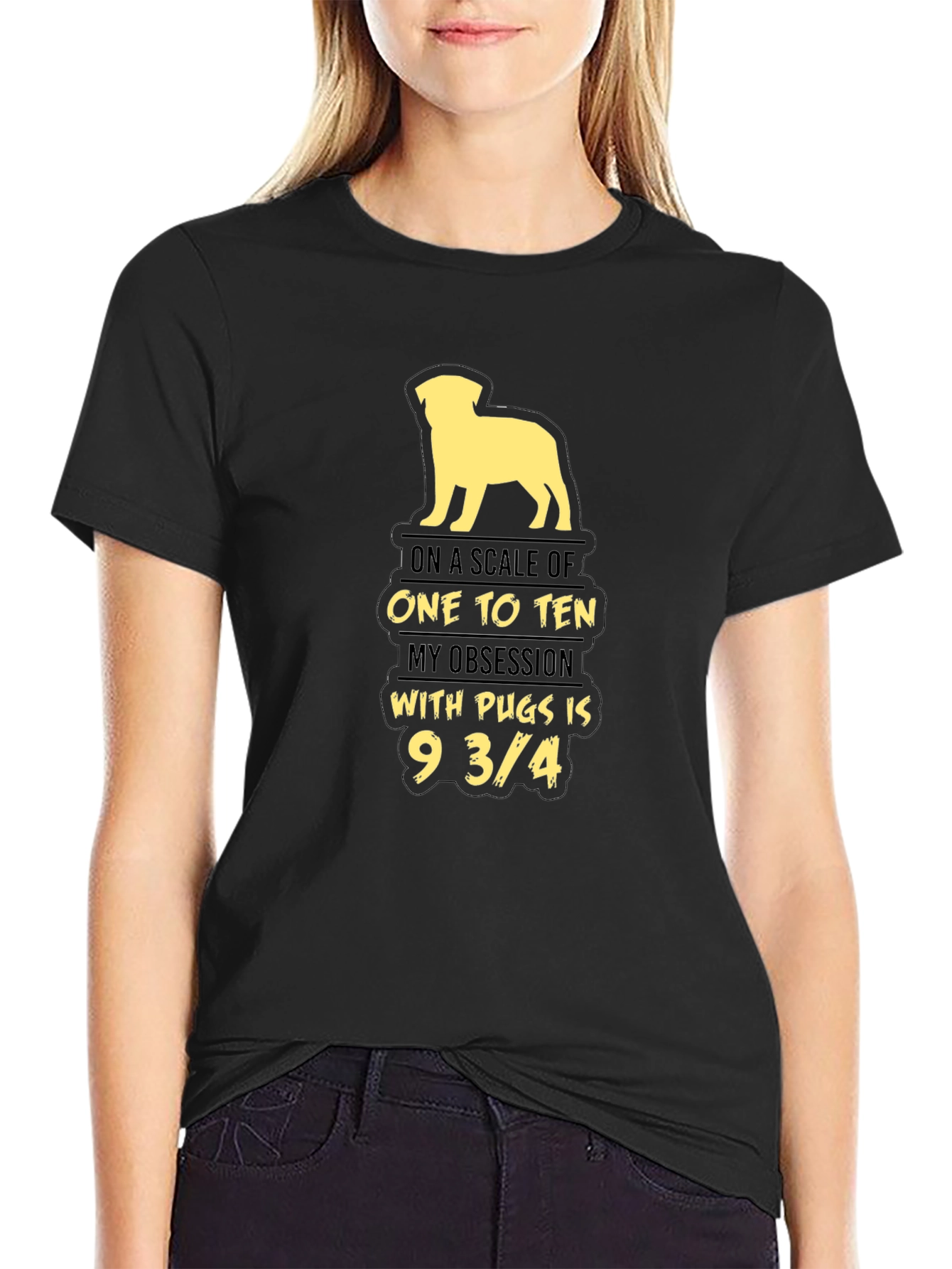 Black Pug Obsession T-Shirt - Unisex Graphic Tee view 2