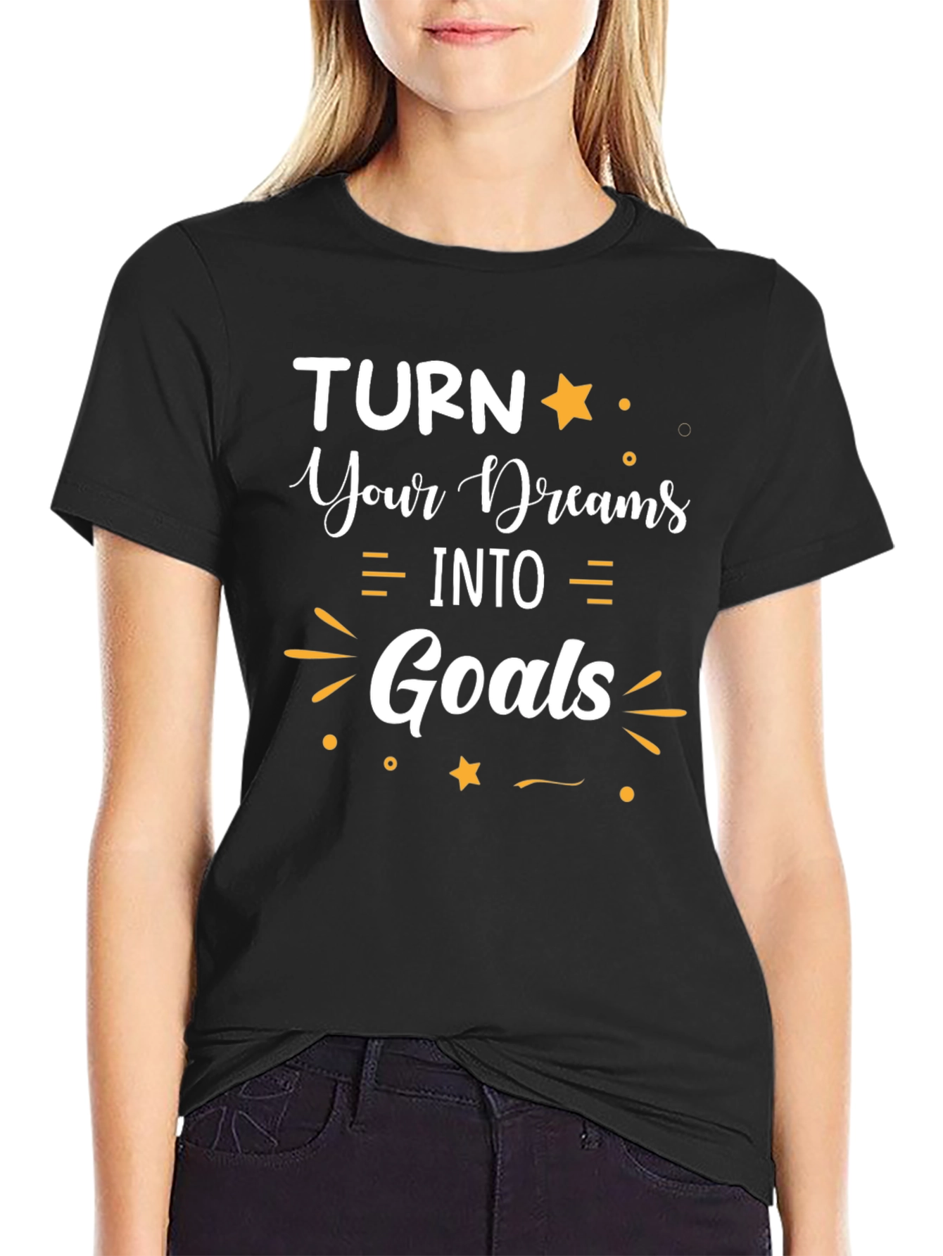 Black Turn Your Dreams Into Goals Graphic Tee view 2