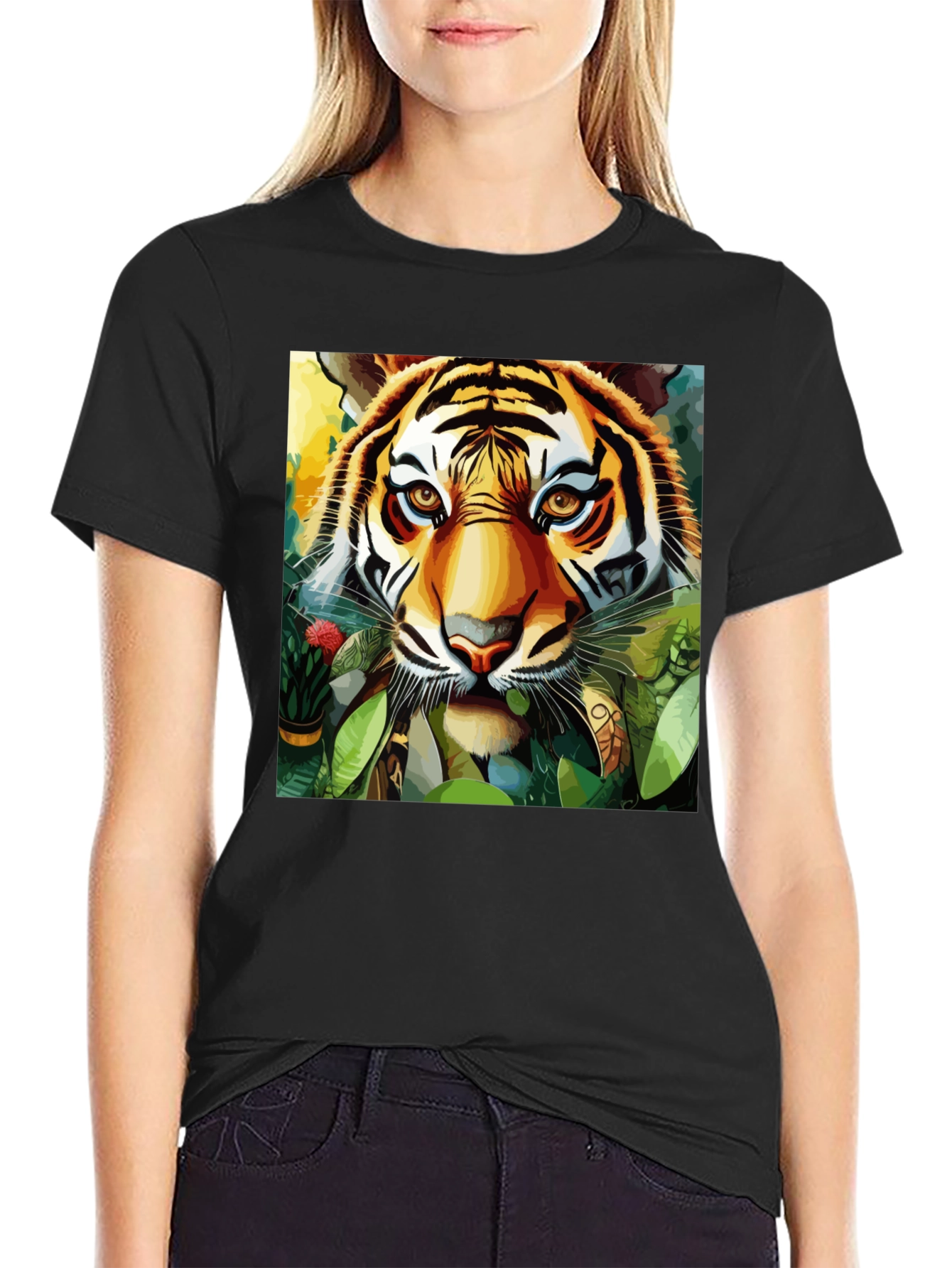 Black Tiger Portrait Graphic Tee - Bold Jungle Style view 2