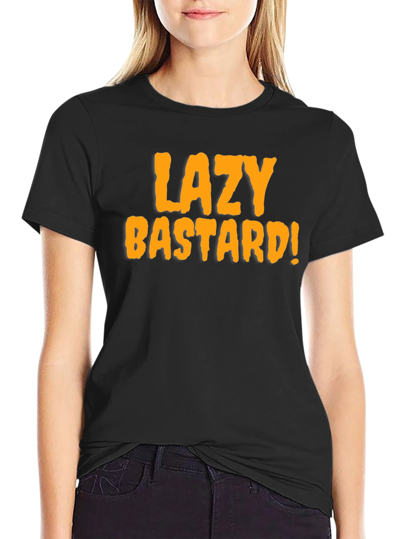 Black Lazy Bastard Tee - Bold Graphic Novelty T-Shirt view 2